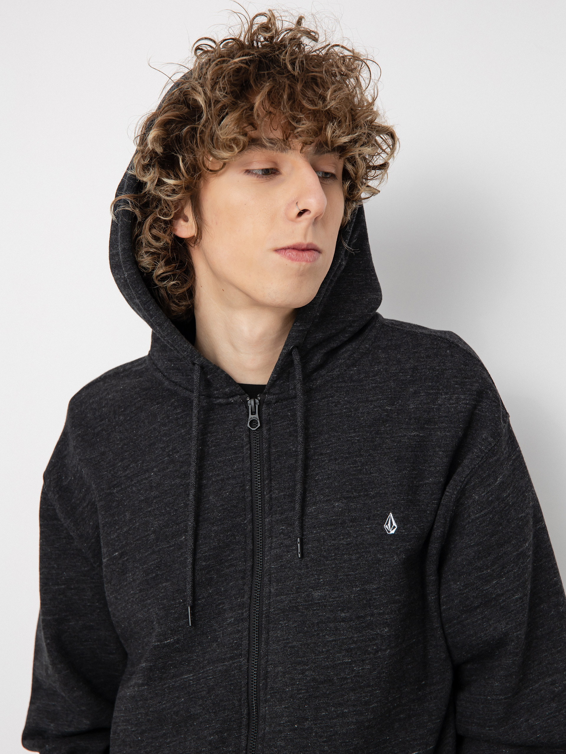 Volcom Sngl Stn ZHD Kapucnis pulóver (heather black)