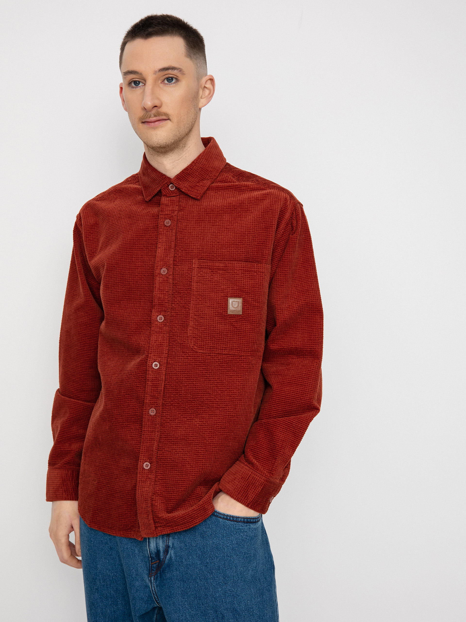 Brixton Porter Waffle Corduroy Ls Ing (burnt henna)