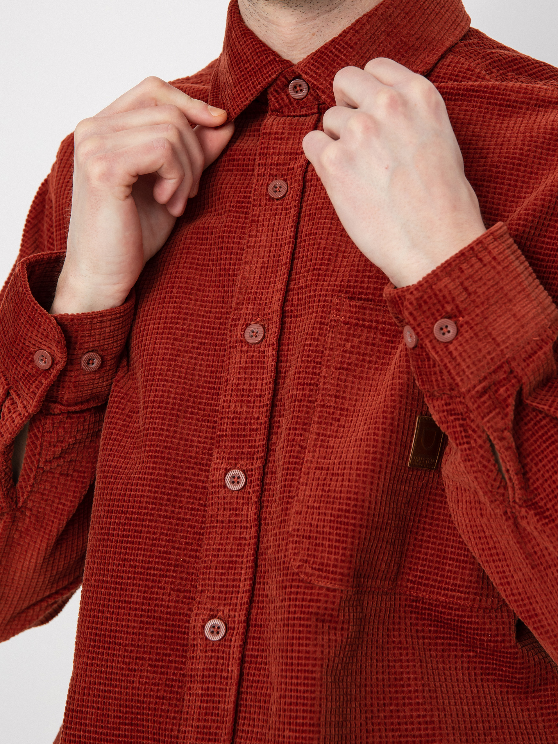 Brixton Porter Waffle Corduroy Ls Ing (burnt henna)