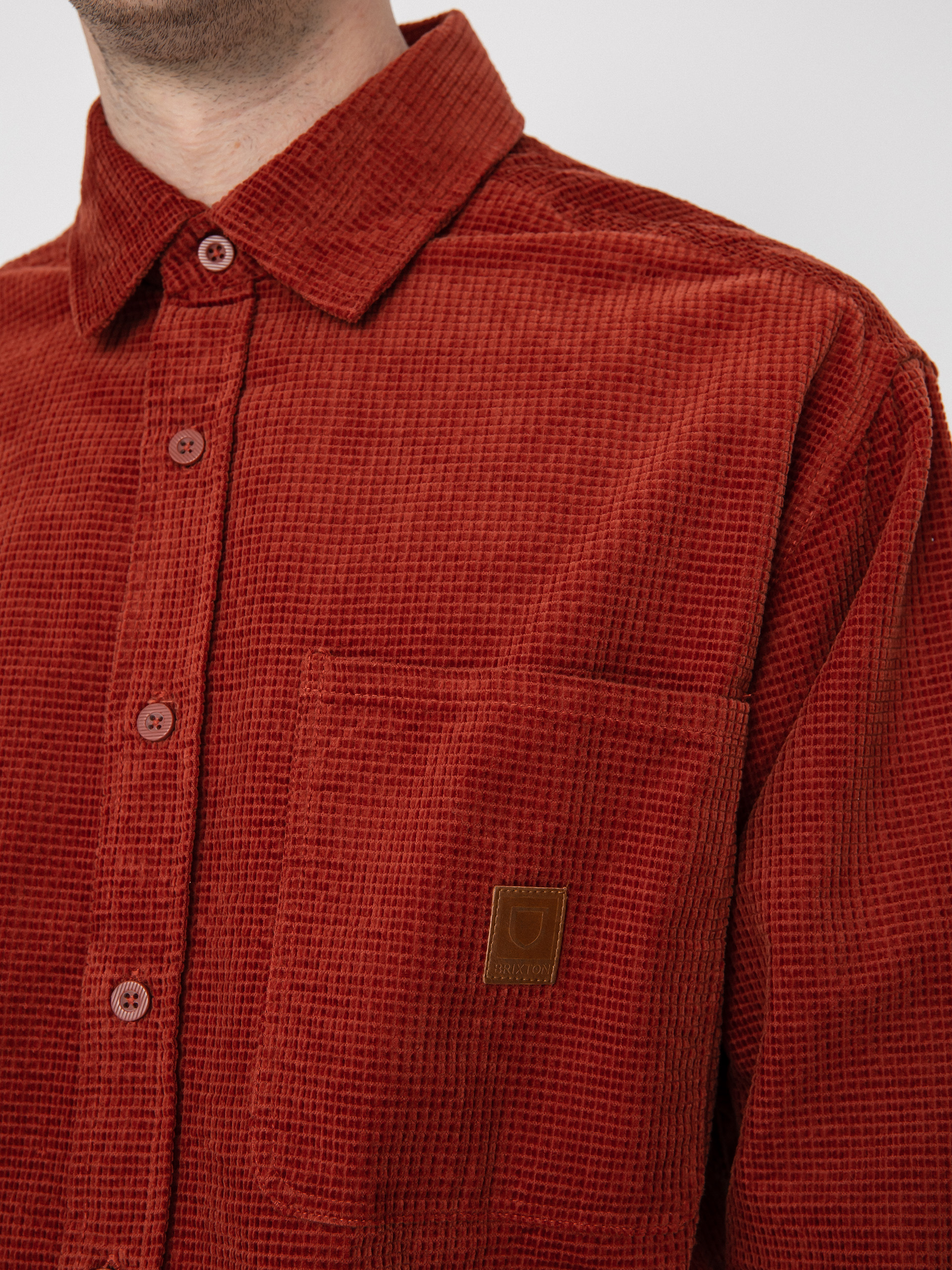 Brixton Porter Waffle Corduroy Ls Ing (burnt henna)