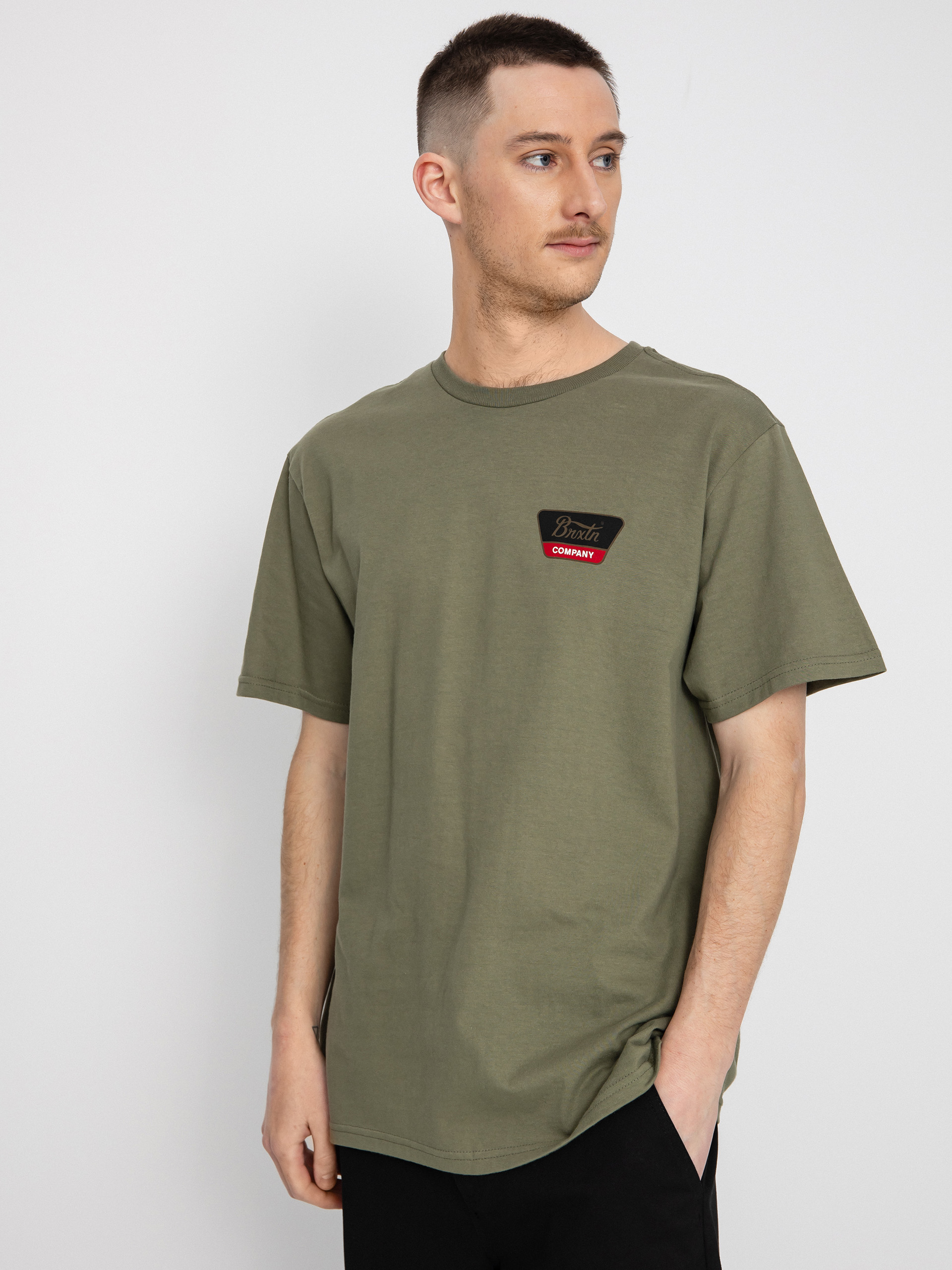 Brixton Linwood póló (olive surplus/gold/aloha red)