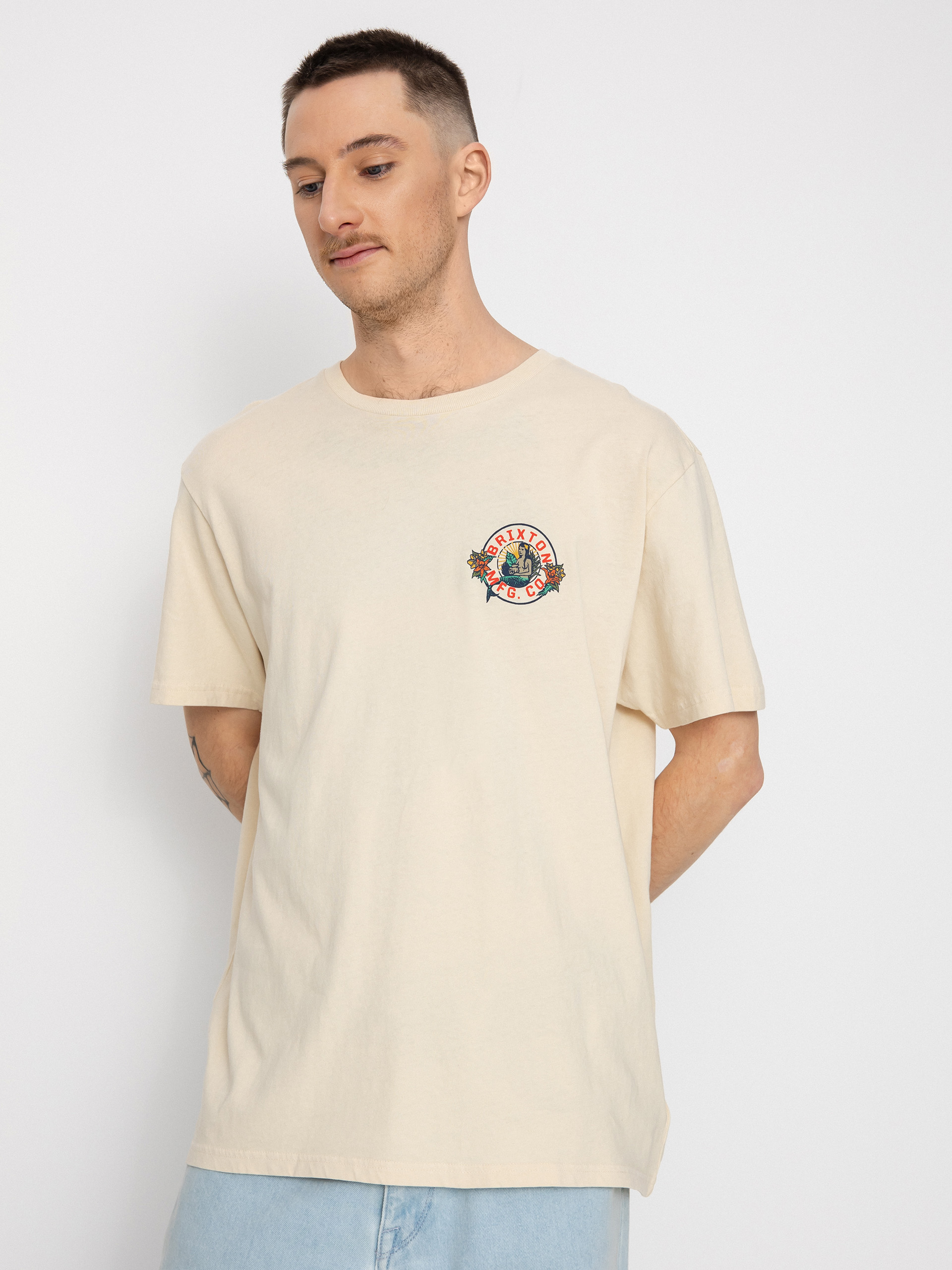 Brixton Geneva póló (cream worn wash)