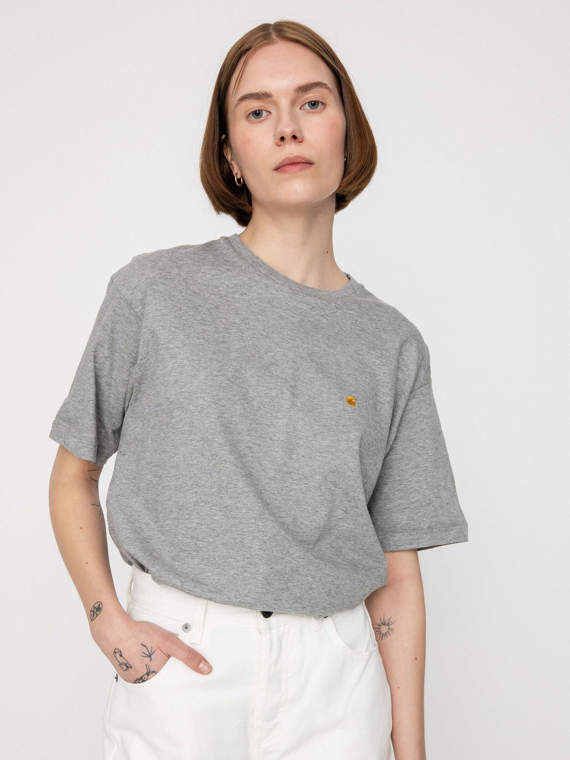 Carhartt WIP Chase póló Wmn (grey heather/gold)
