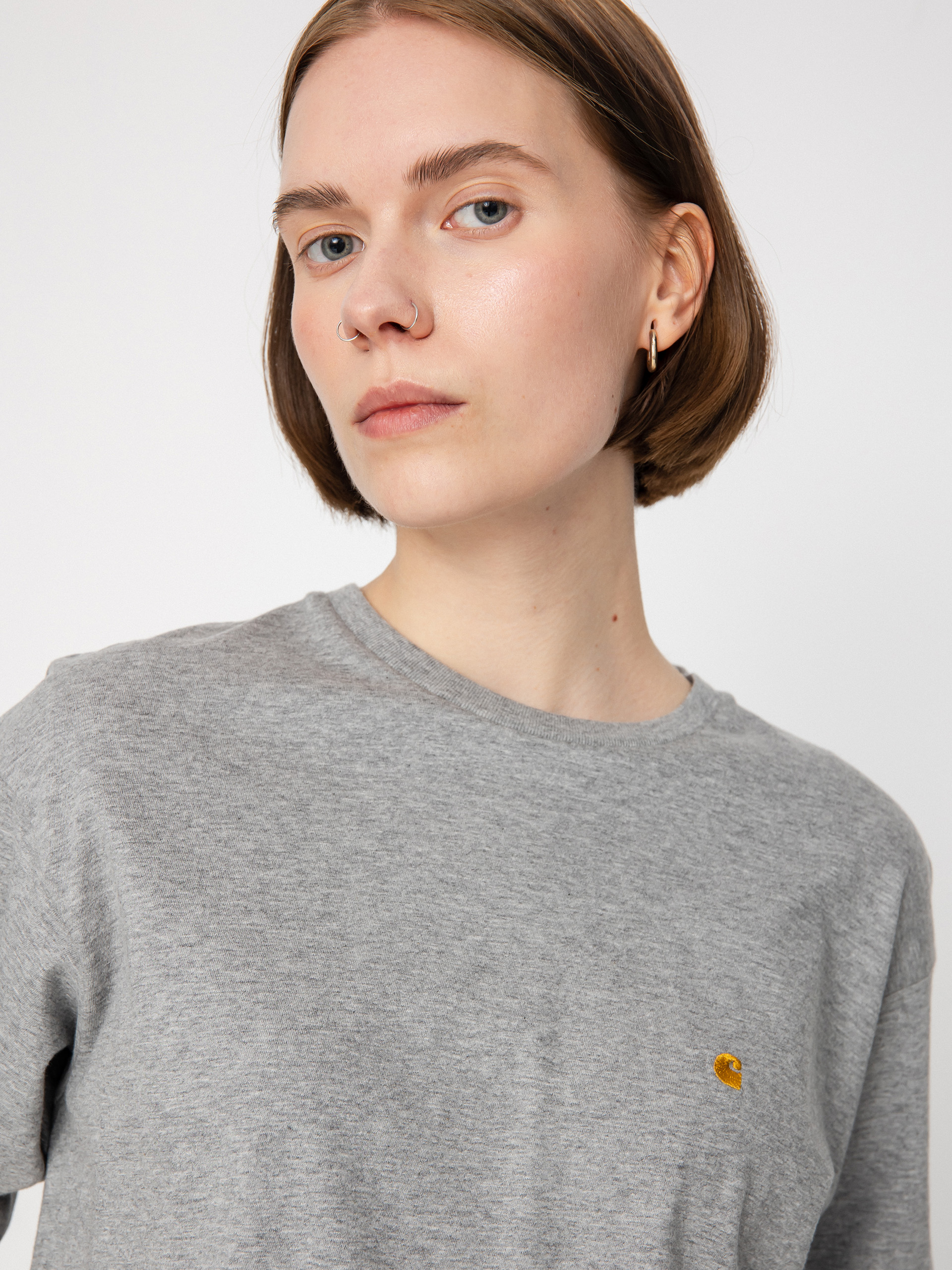 Carhartt WIP Chase póló Wmn (grey heather/gold)