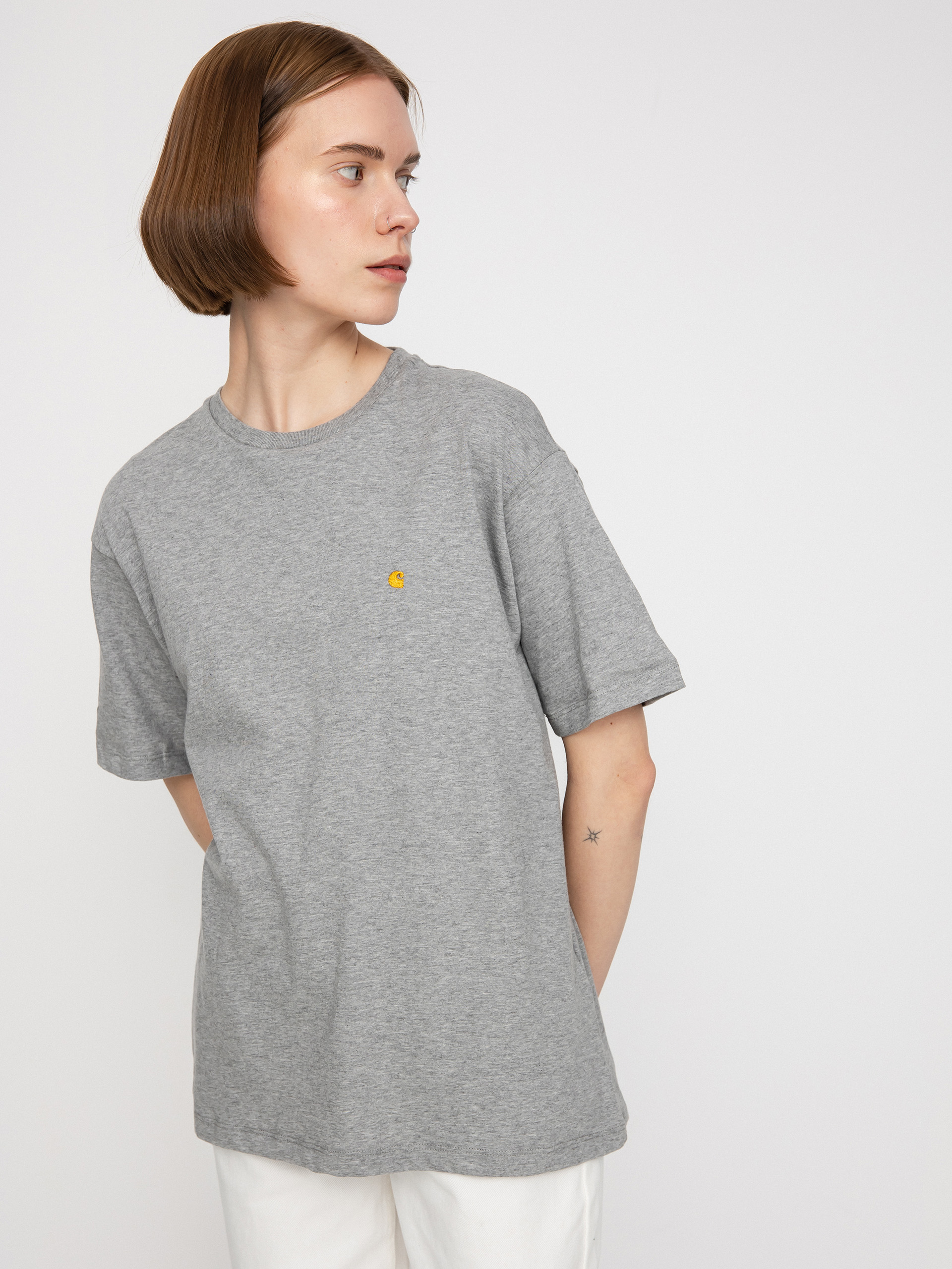 Carhartt WIP Chase póló Wmn (grey heather/gold)