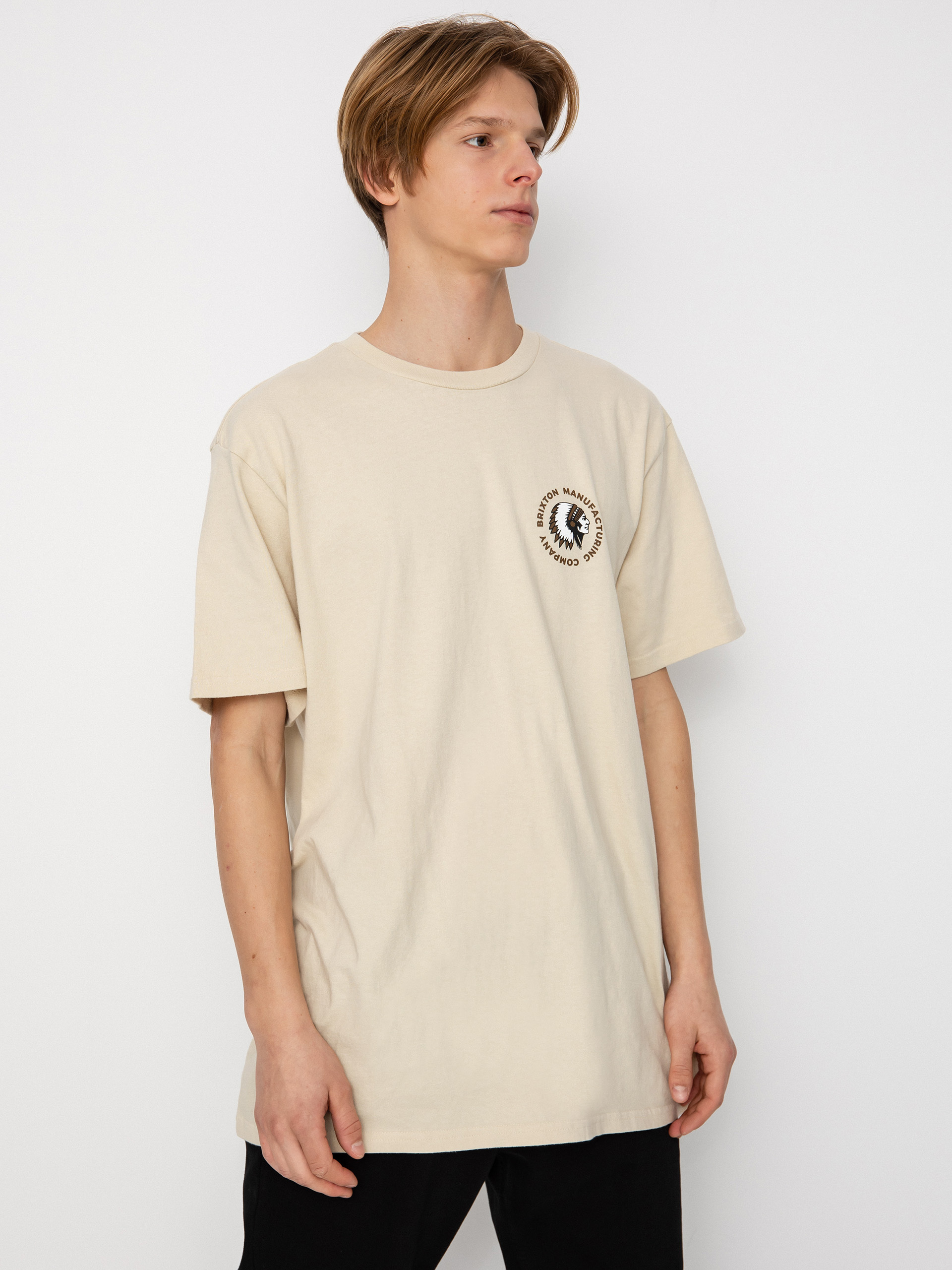 Brixton Rival Stamp póló (cream/bison garment dye)