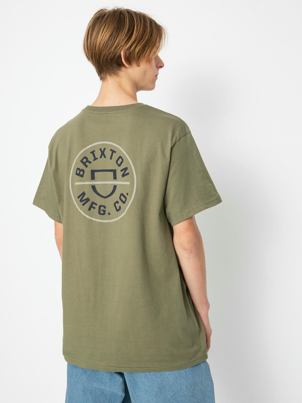 Brixton Crest II póló (olive surplus/washed navy/sand)