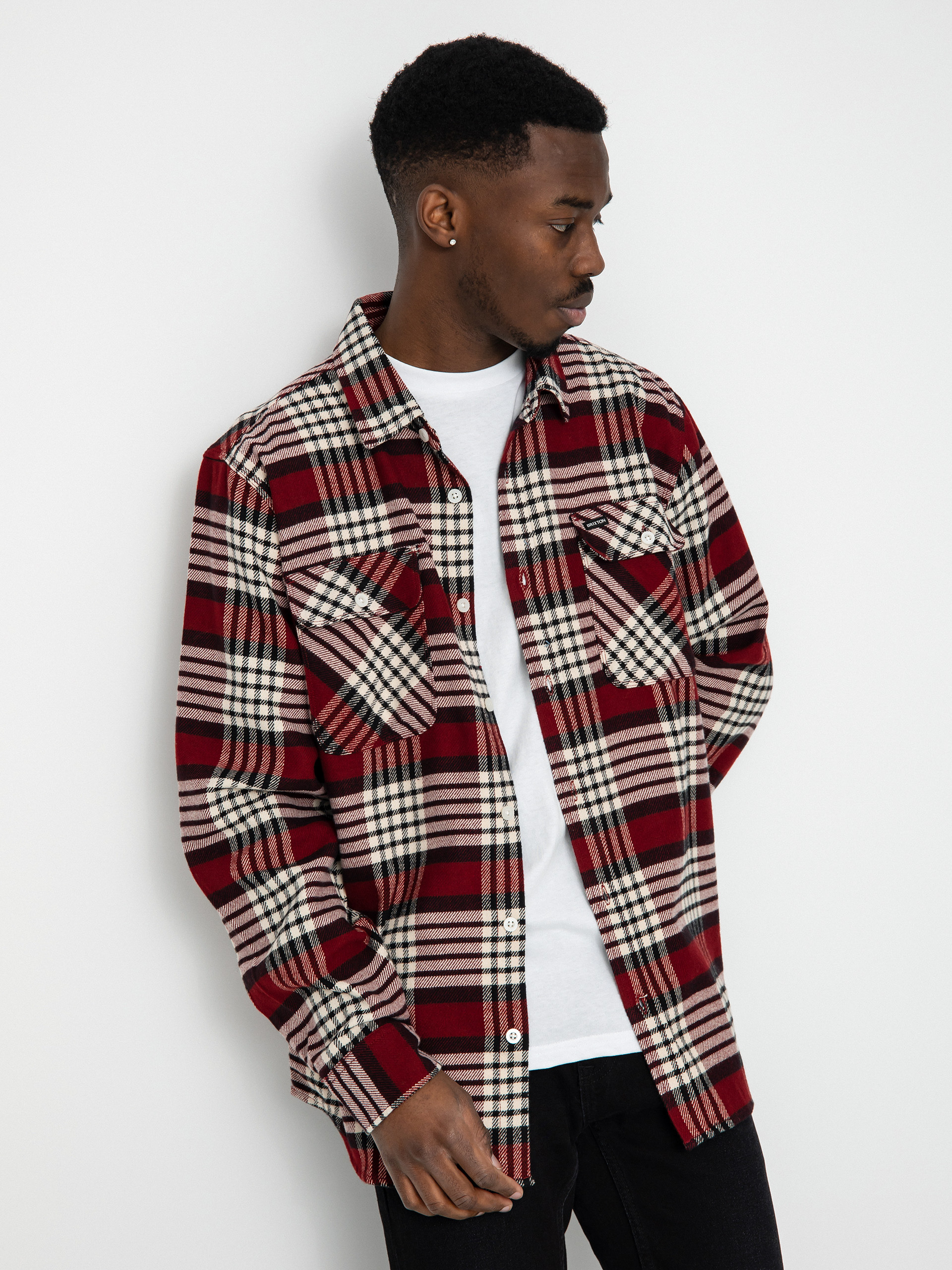 Brixton Bowery Flannel Ls Ing (isalnd berry/whitecap/black)