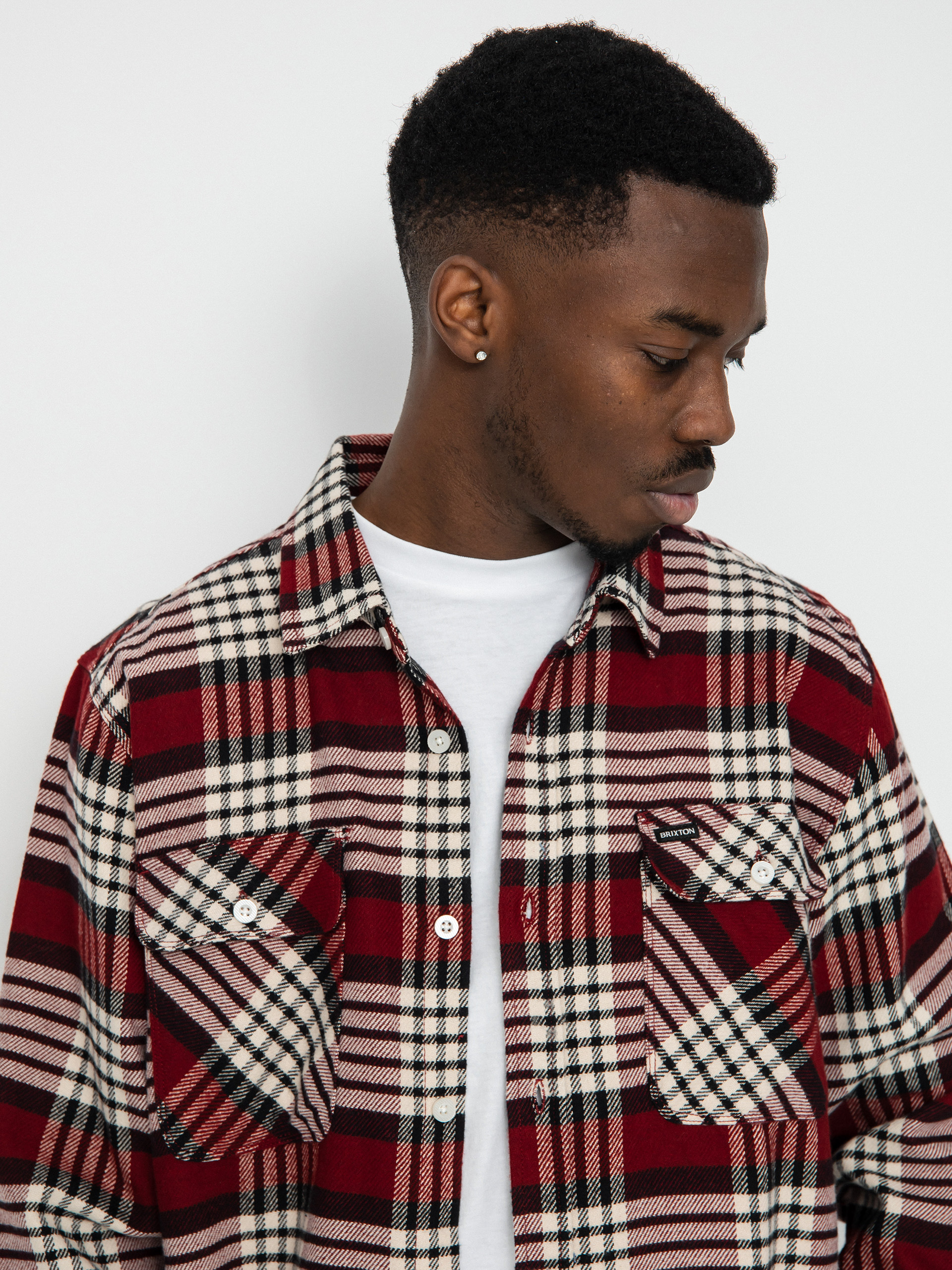 Brixton Bowery Flannel Ls Ing (isalnd berry/whitecap/black)