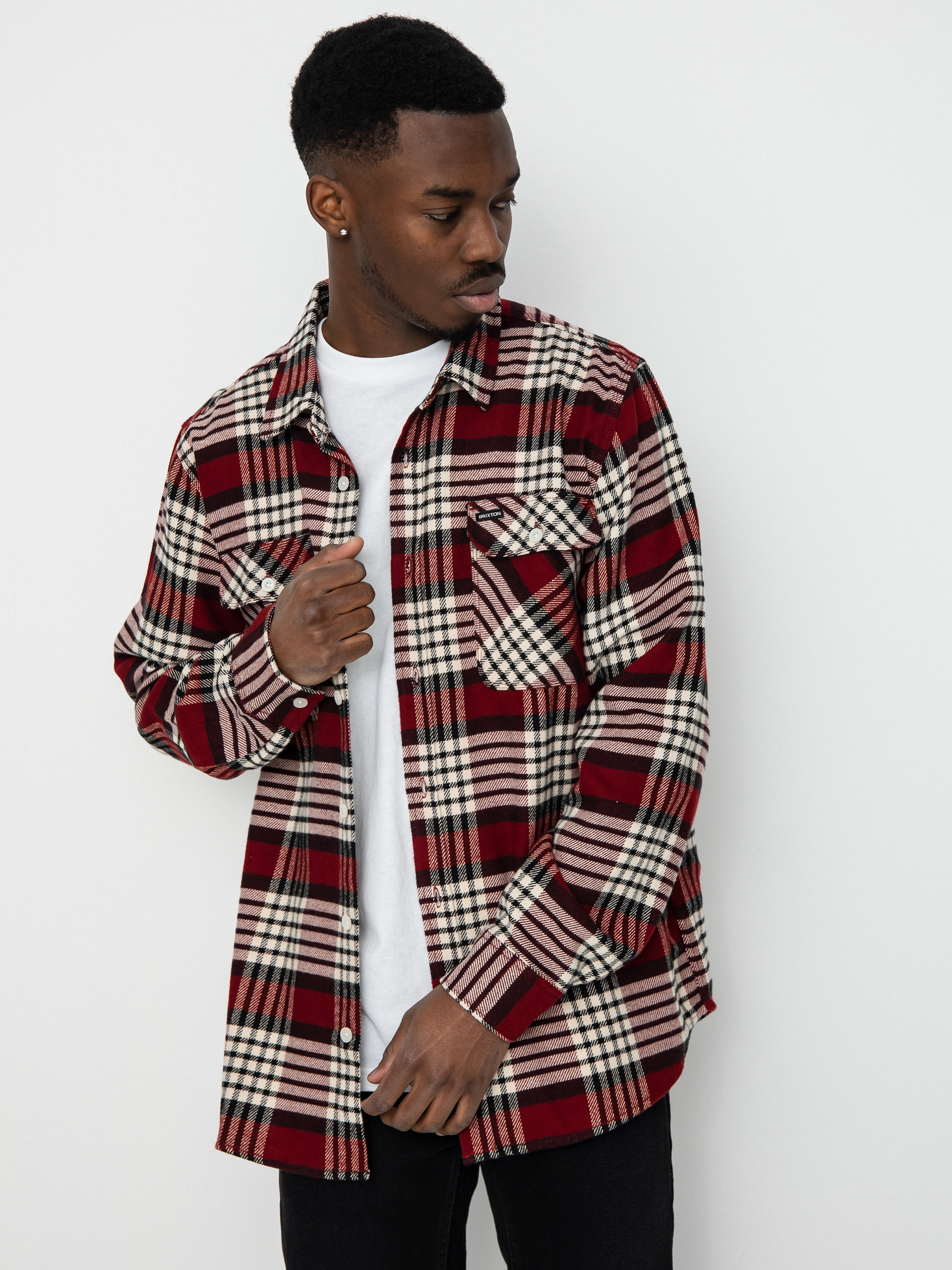 Brixton Bowery Flannel Ls Ing (isalnd berry/whitecap/black)