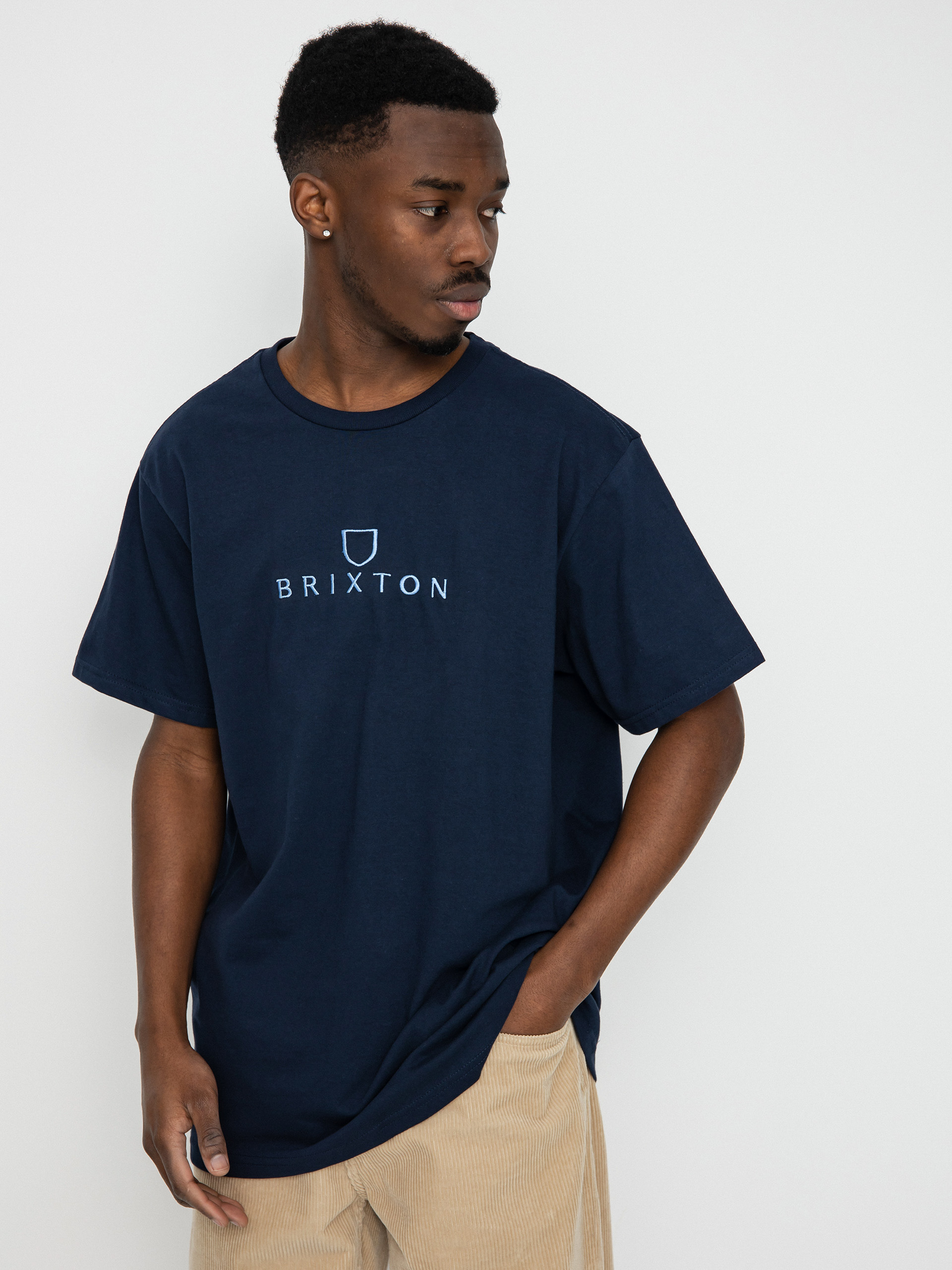 Brixton Alpha Thread póló (washed navy/pacific blue)
