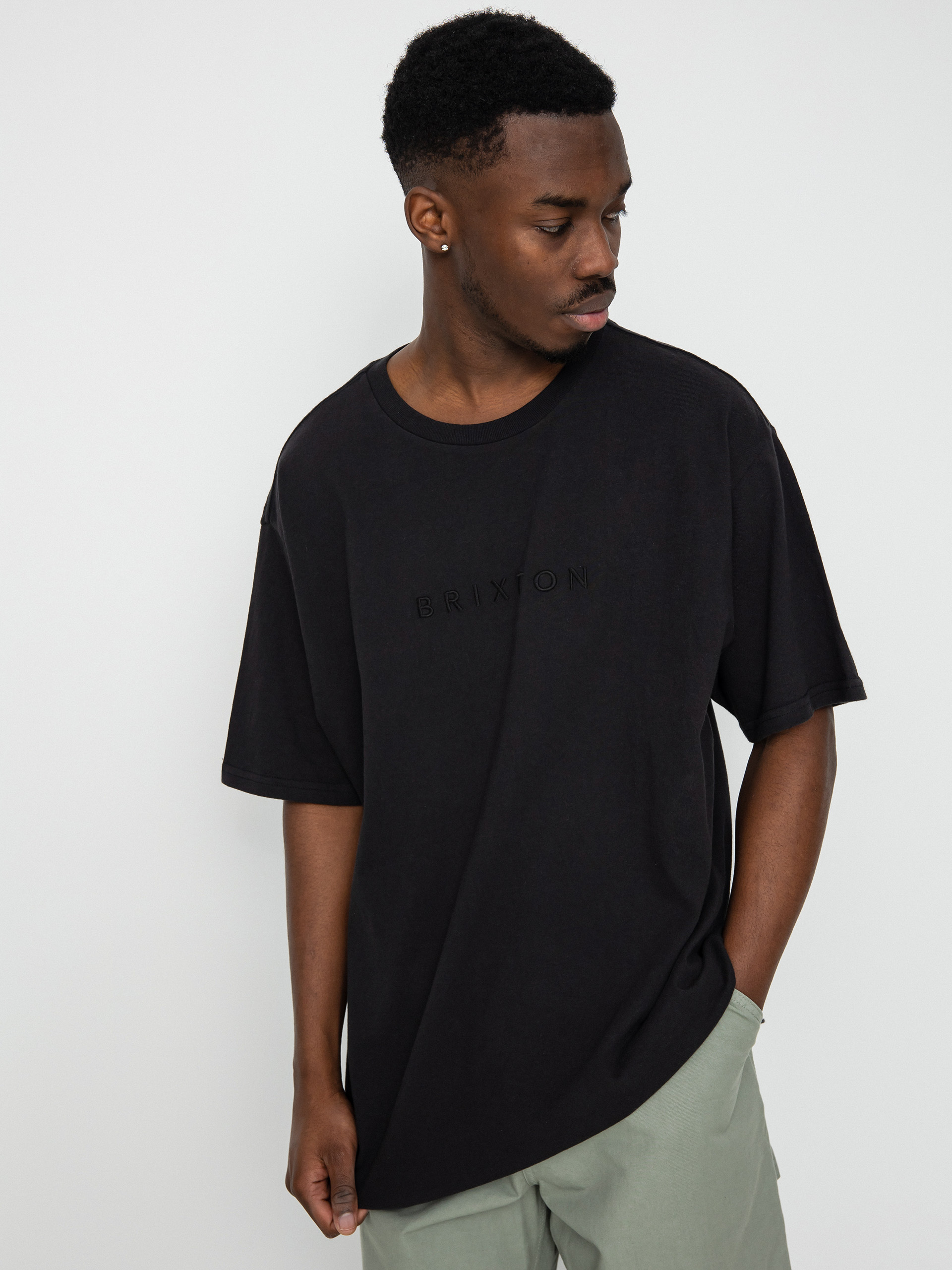 Brixton Alpha Line Relaxed póló (black garment dye)