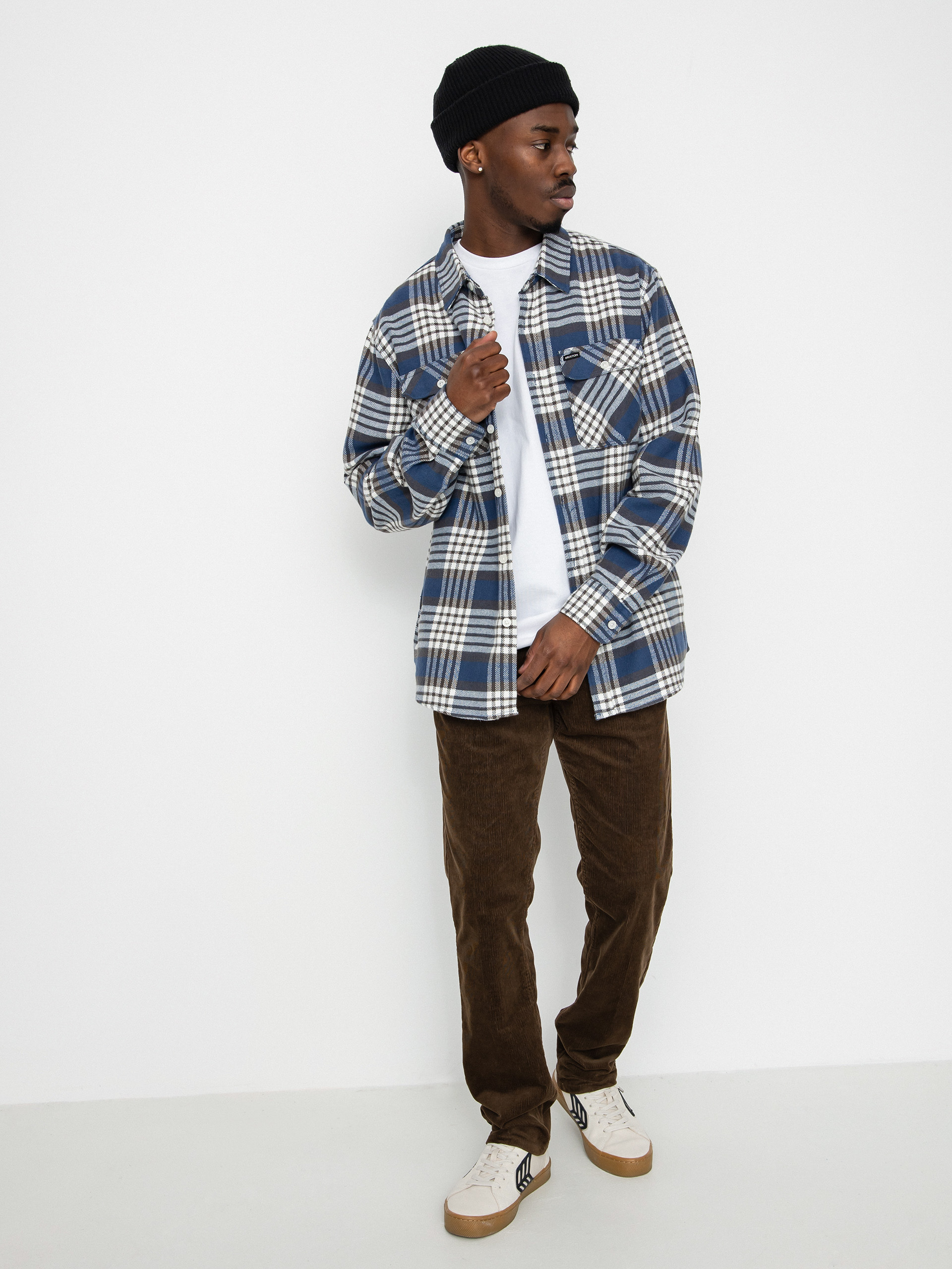 Brixton Bowery Flannel Ls Ing (pacific blue/whitecap/black)