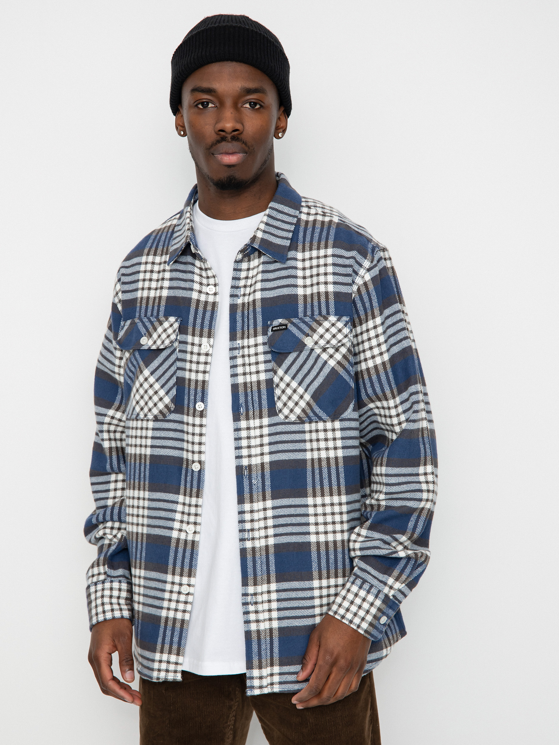 Brixton Bowery Flannel Ls Ing (pacific blue/whitecap/black)