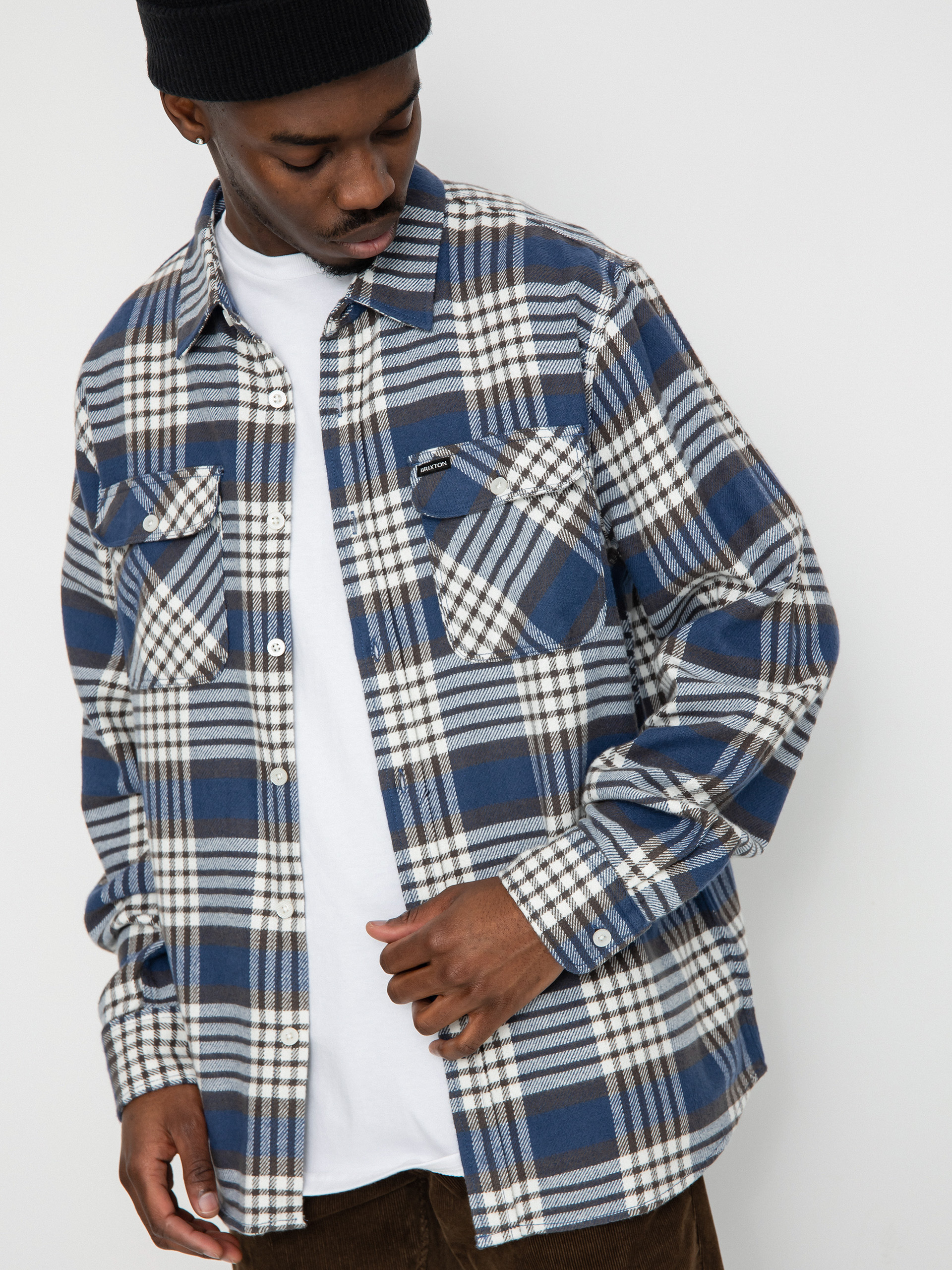 Brixton Bowery Flannel Ls Ing (pacific blue/whitecap/black)