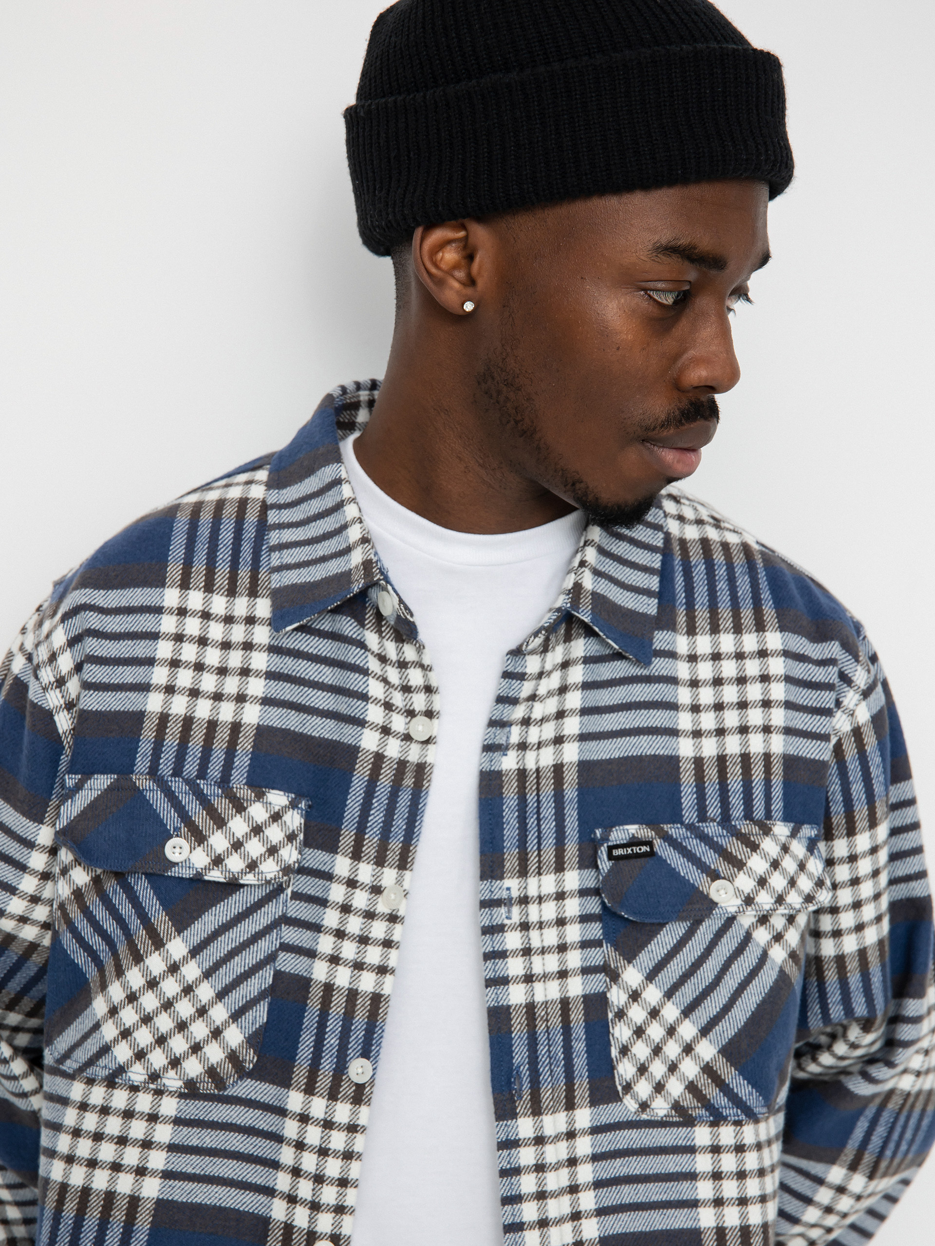 Brixton Bowery Flannel Ls Ing (pacific blue/whitecap/black)