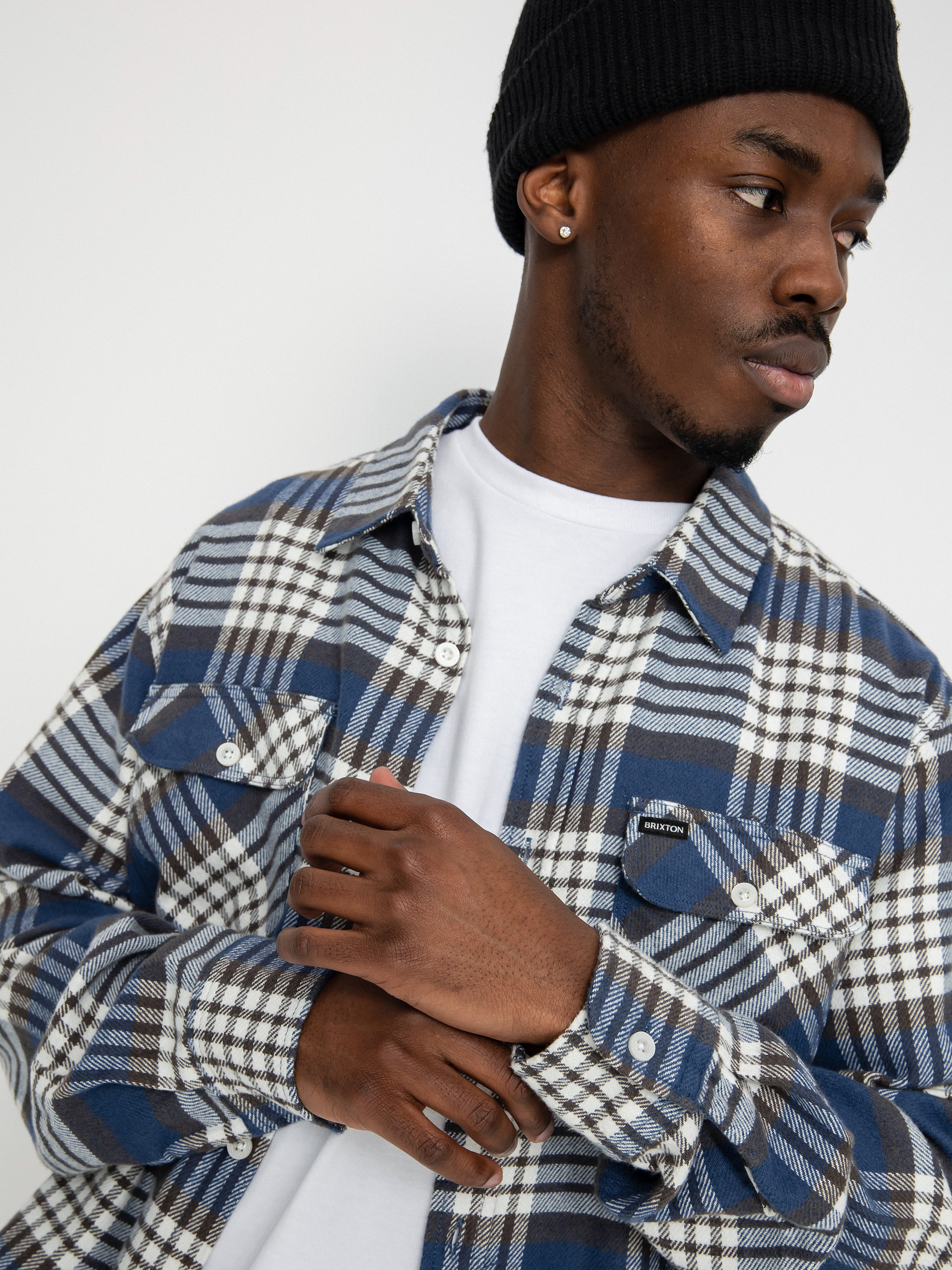 Brixton Bowery Flannel Ls Ing (pacific blue/whitecap/black)