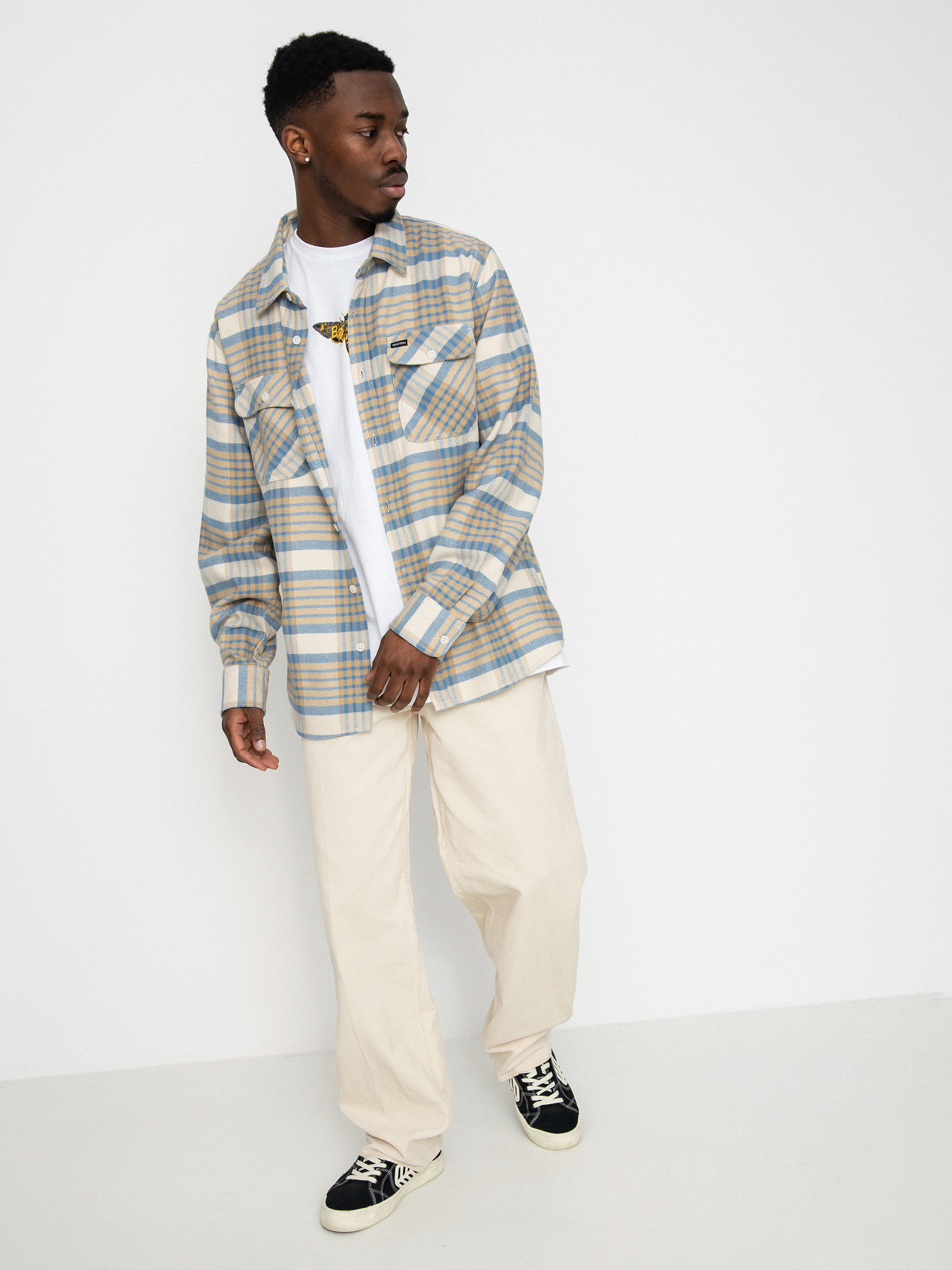 Brixton Bowery Flannel Ls Ing (whitecap/sand/blue heaven)