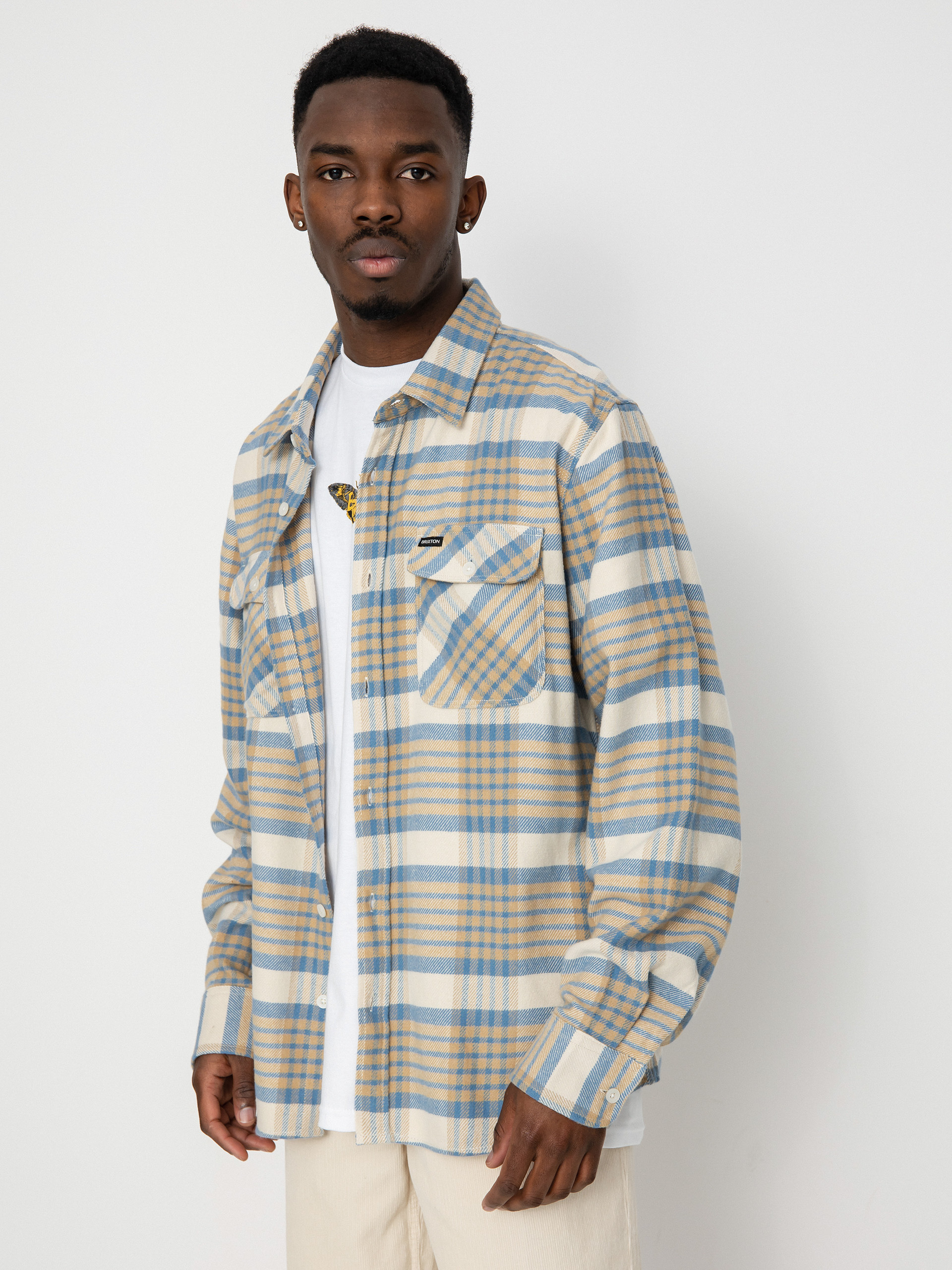 Brixton Bowery Flannel Ls Ing (whitecap/sand/blue heaven)