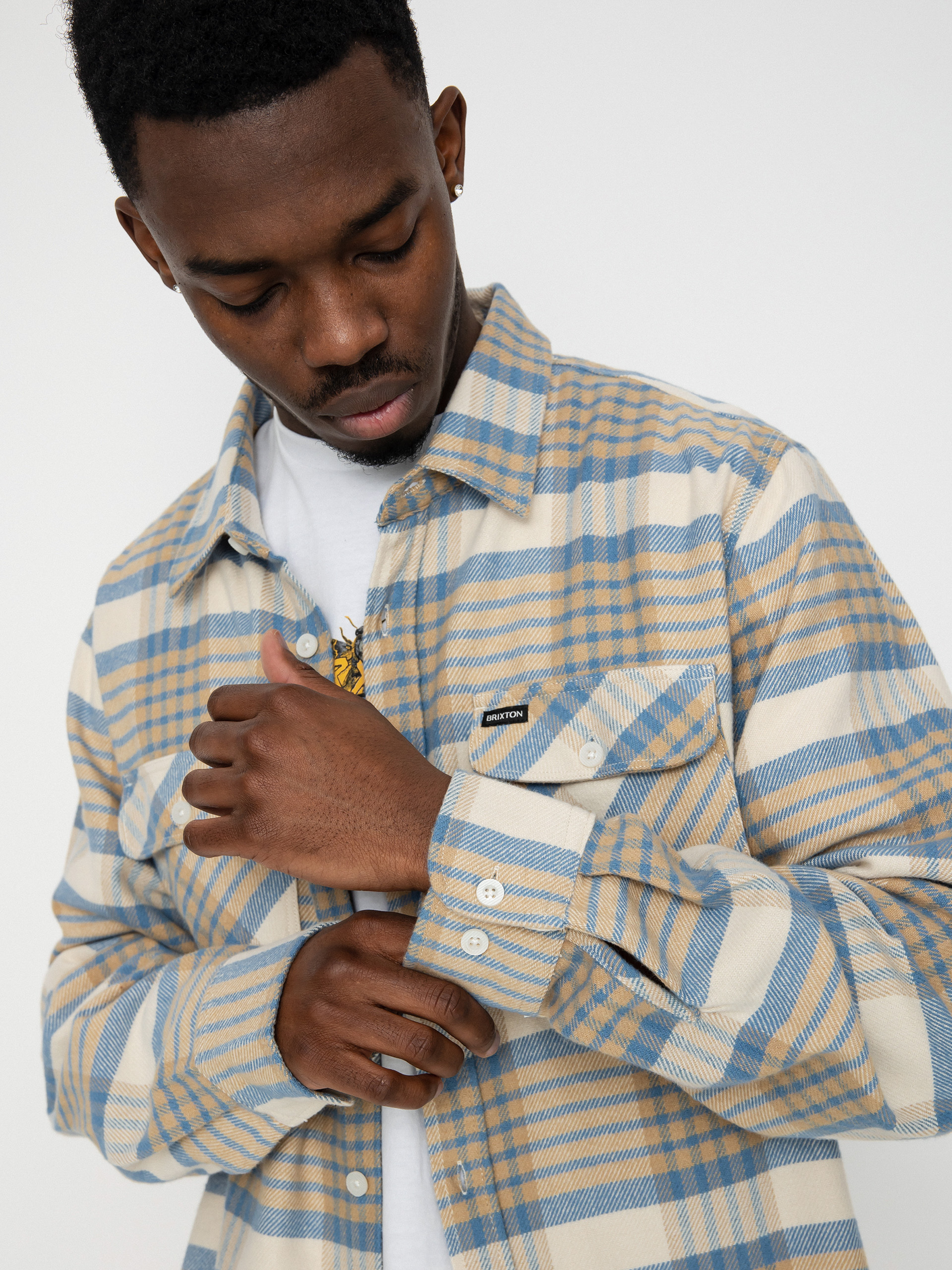 Brixton Bowery Flannel Ls Ing (whitecap/sand/blue heaven)