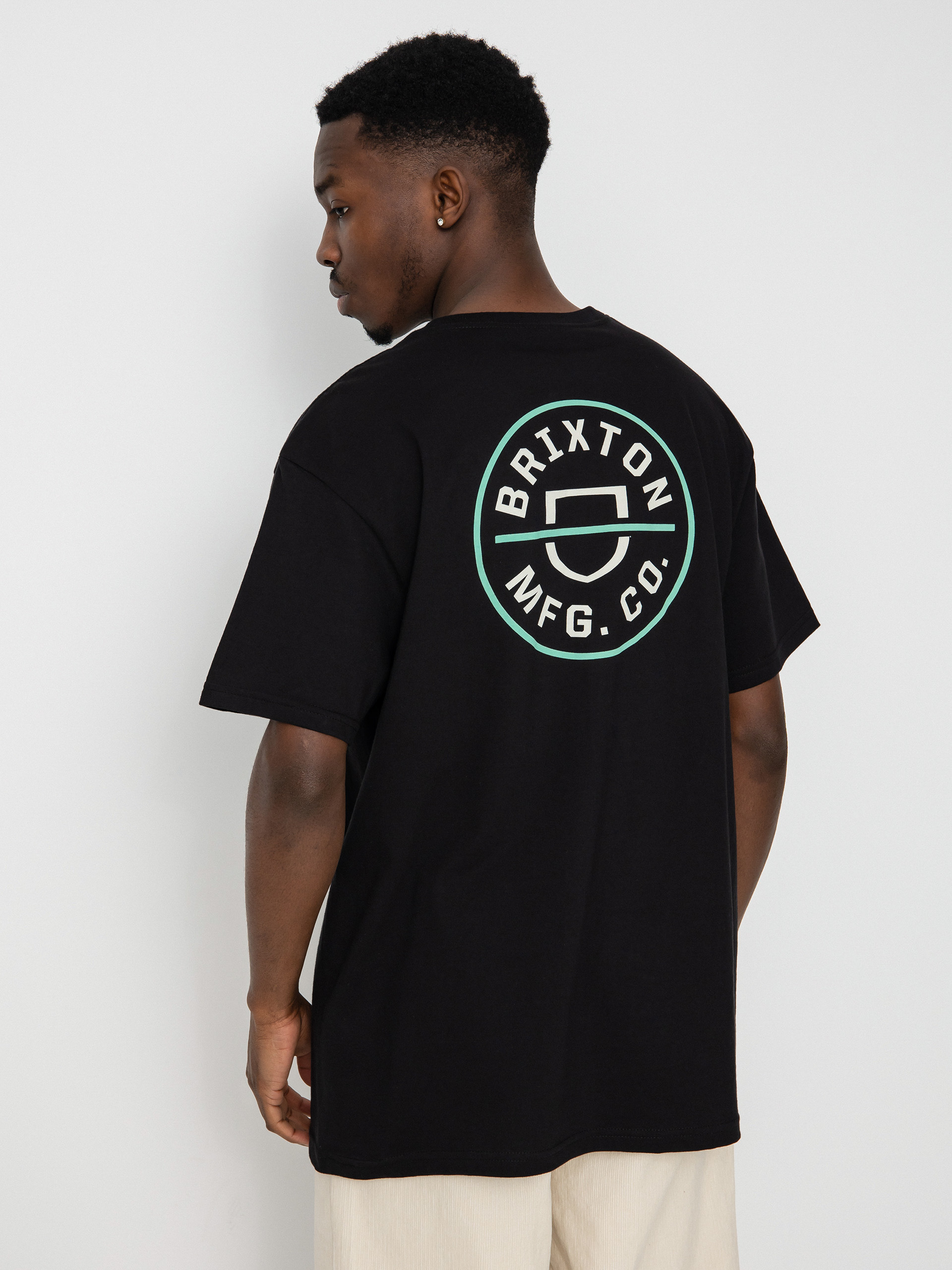 Brixton Crest II póló (black/off white/jade)