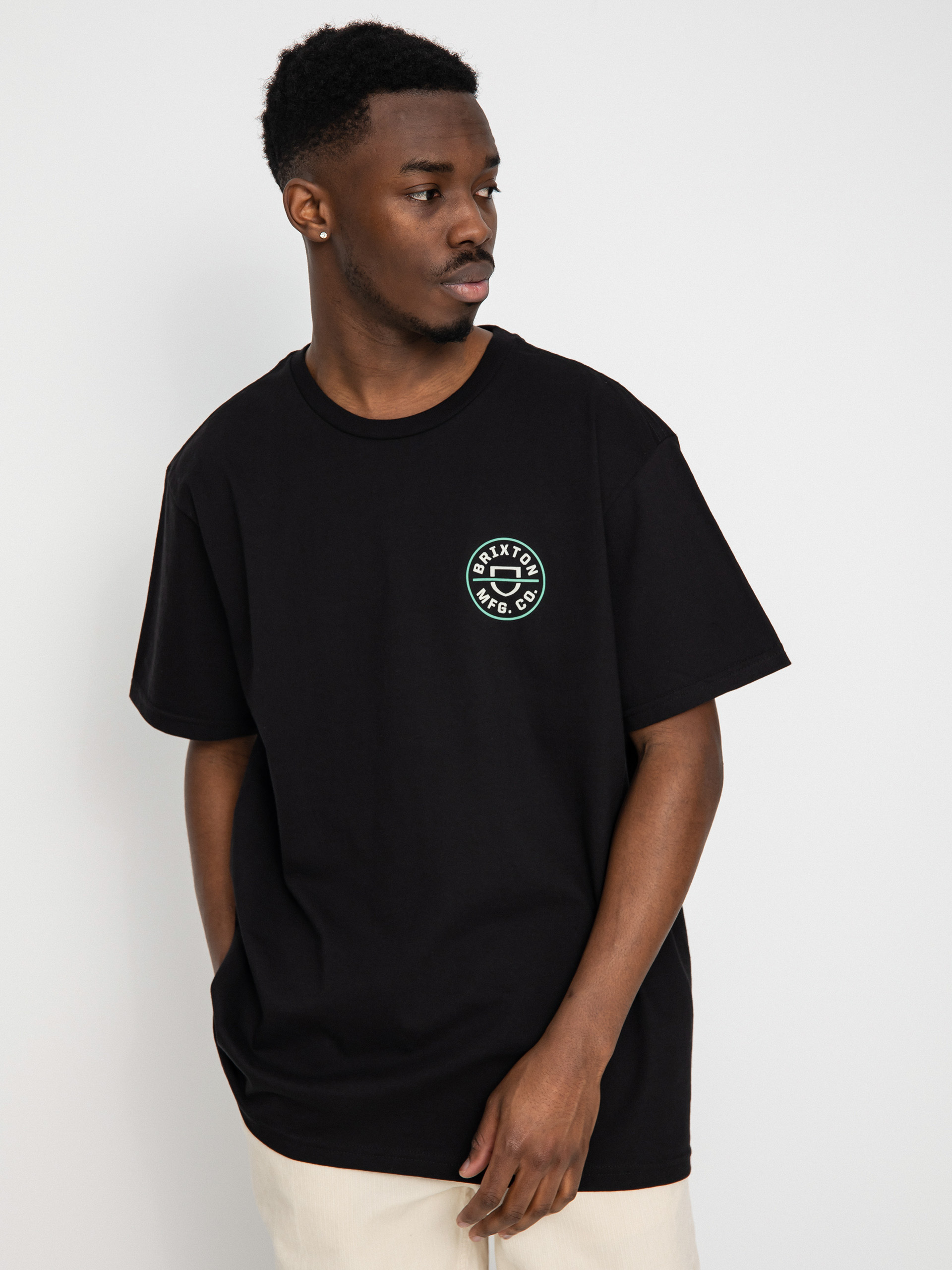 Brixton Crest II póló (black/off white/jade)