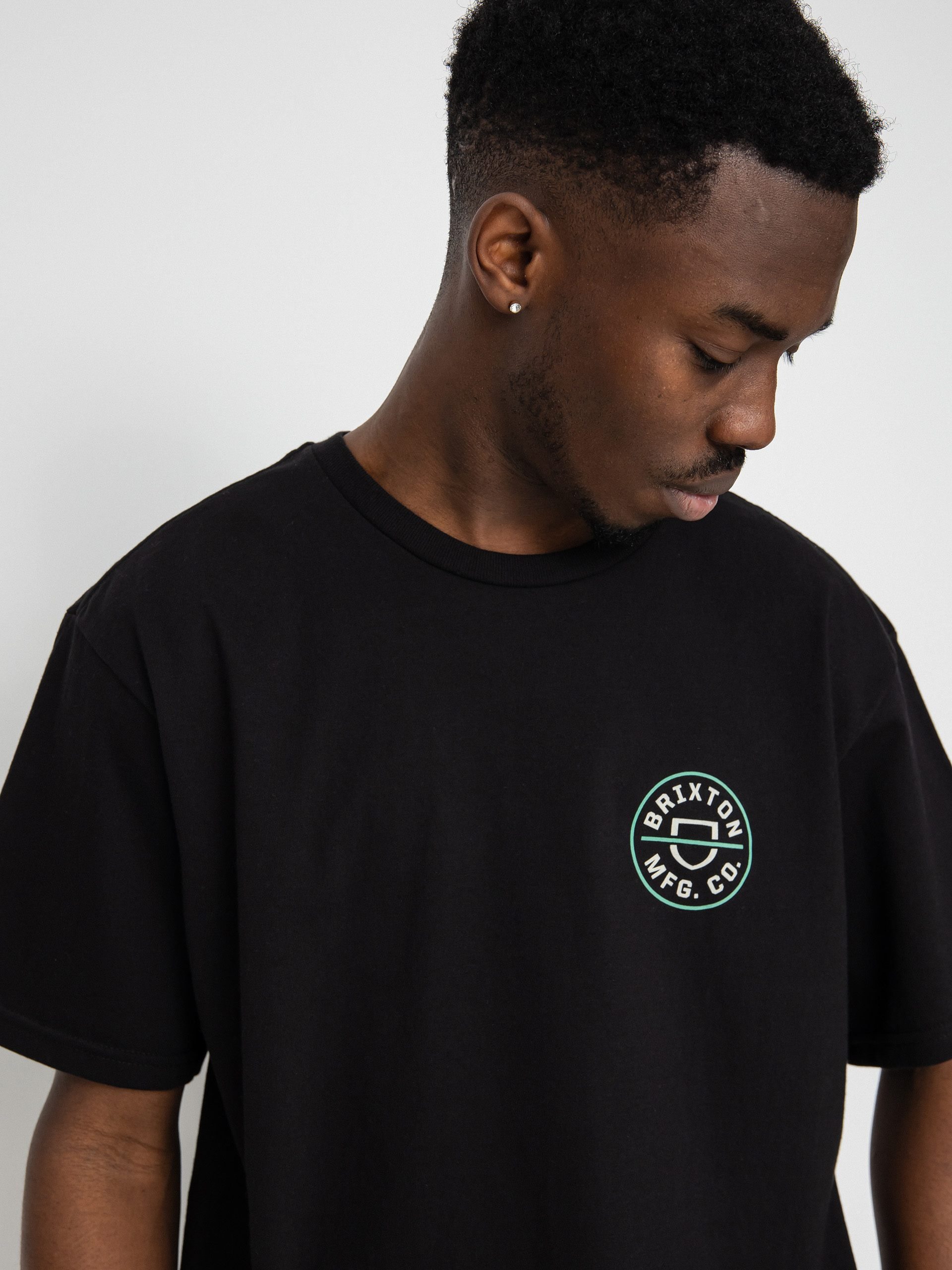 Brixton Crest II póló (black/off white/jade)