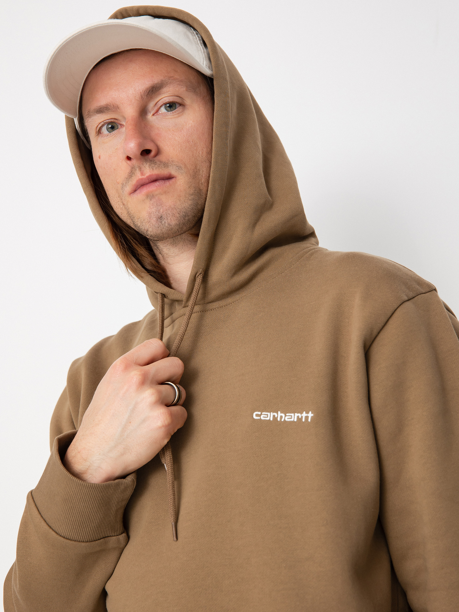 Carhartt WIP Script Embroidery HD Kapucnis pulóver (buffalo/white)