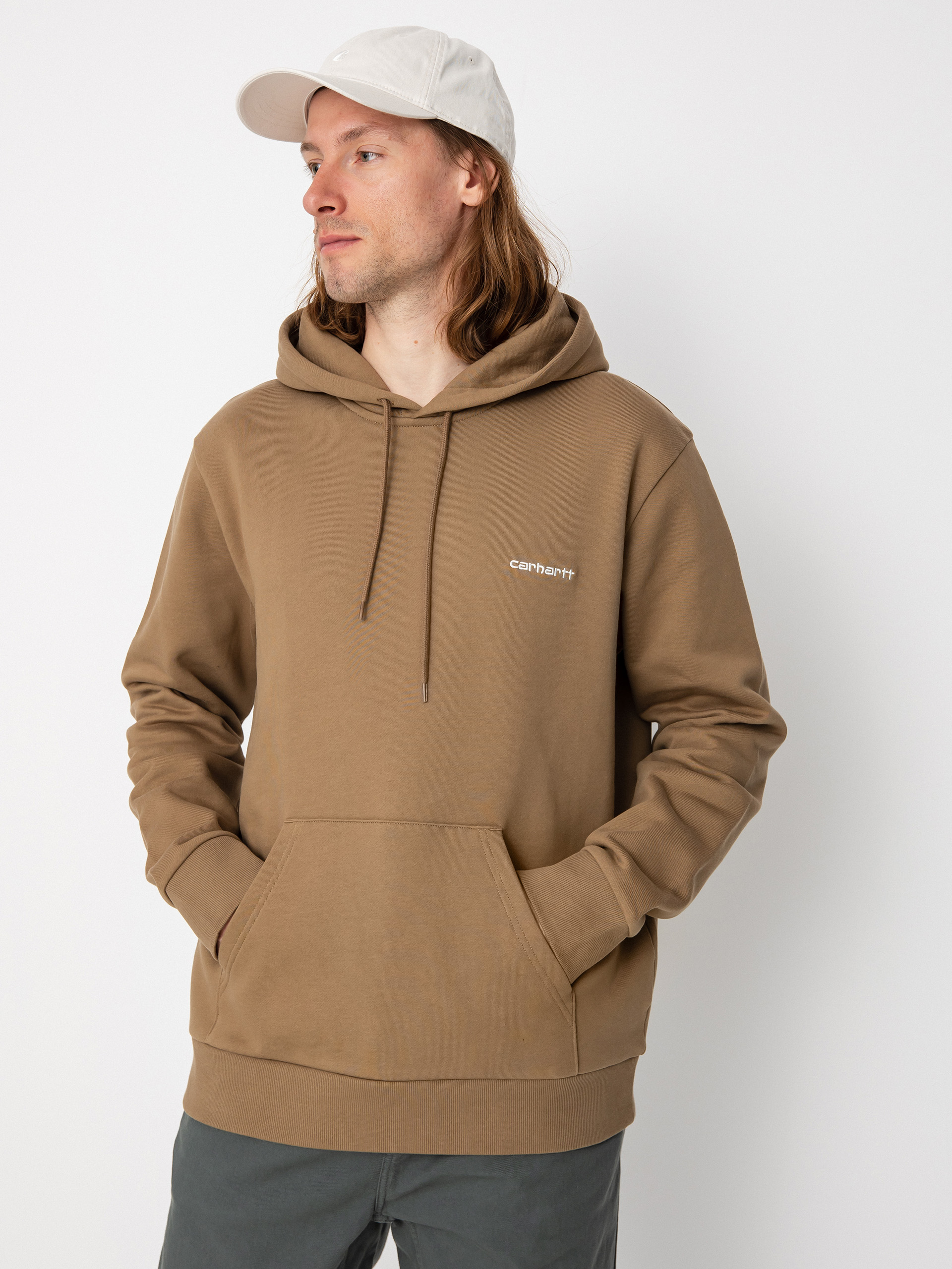 Carhartt WIP Script Embroidery HD Kapucnis pulóver (buffalo/white)