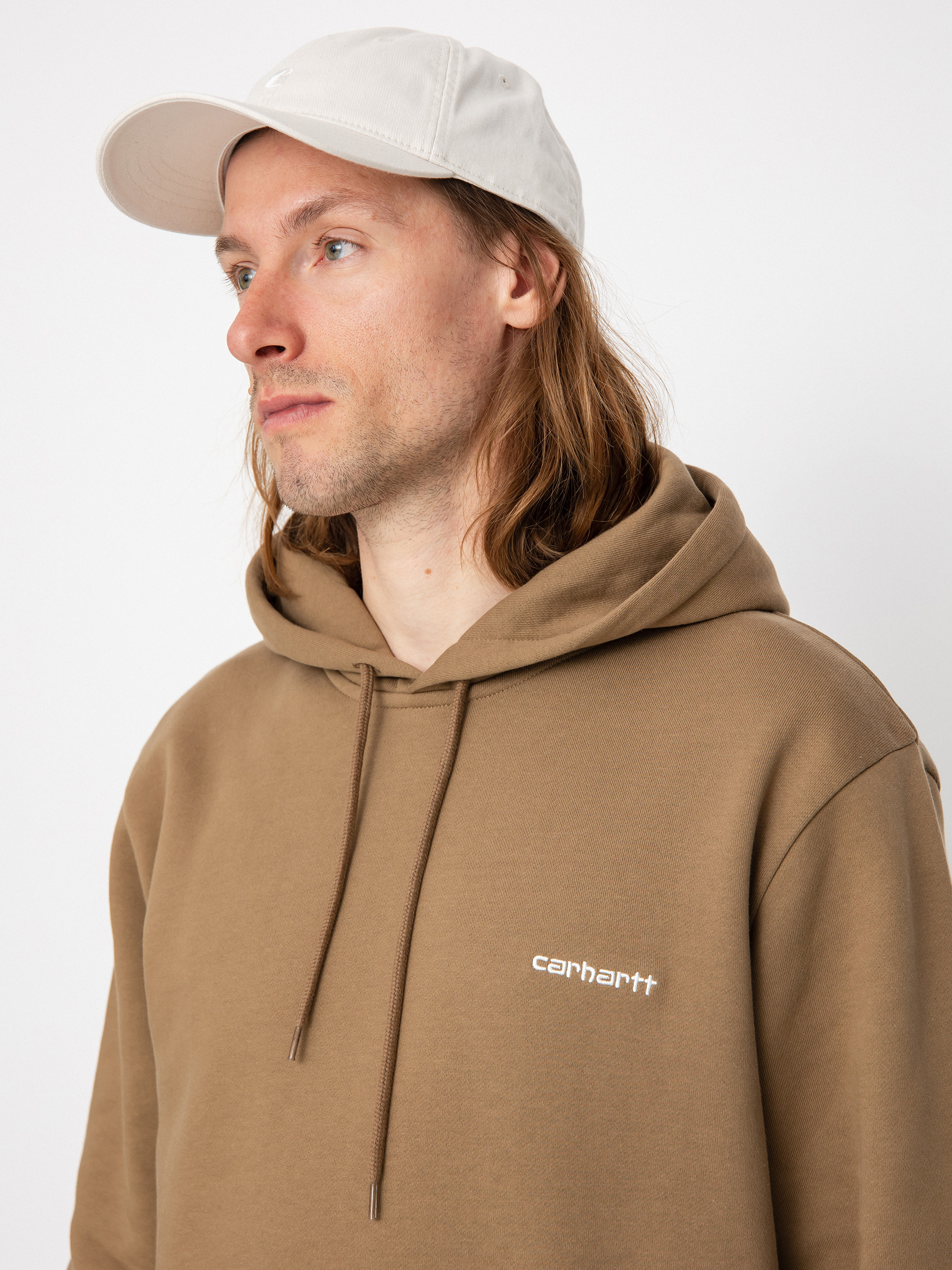 Carhartt WIP Script Embroidery HD Kapucnis pulóver (buffalo/white)