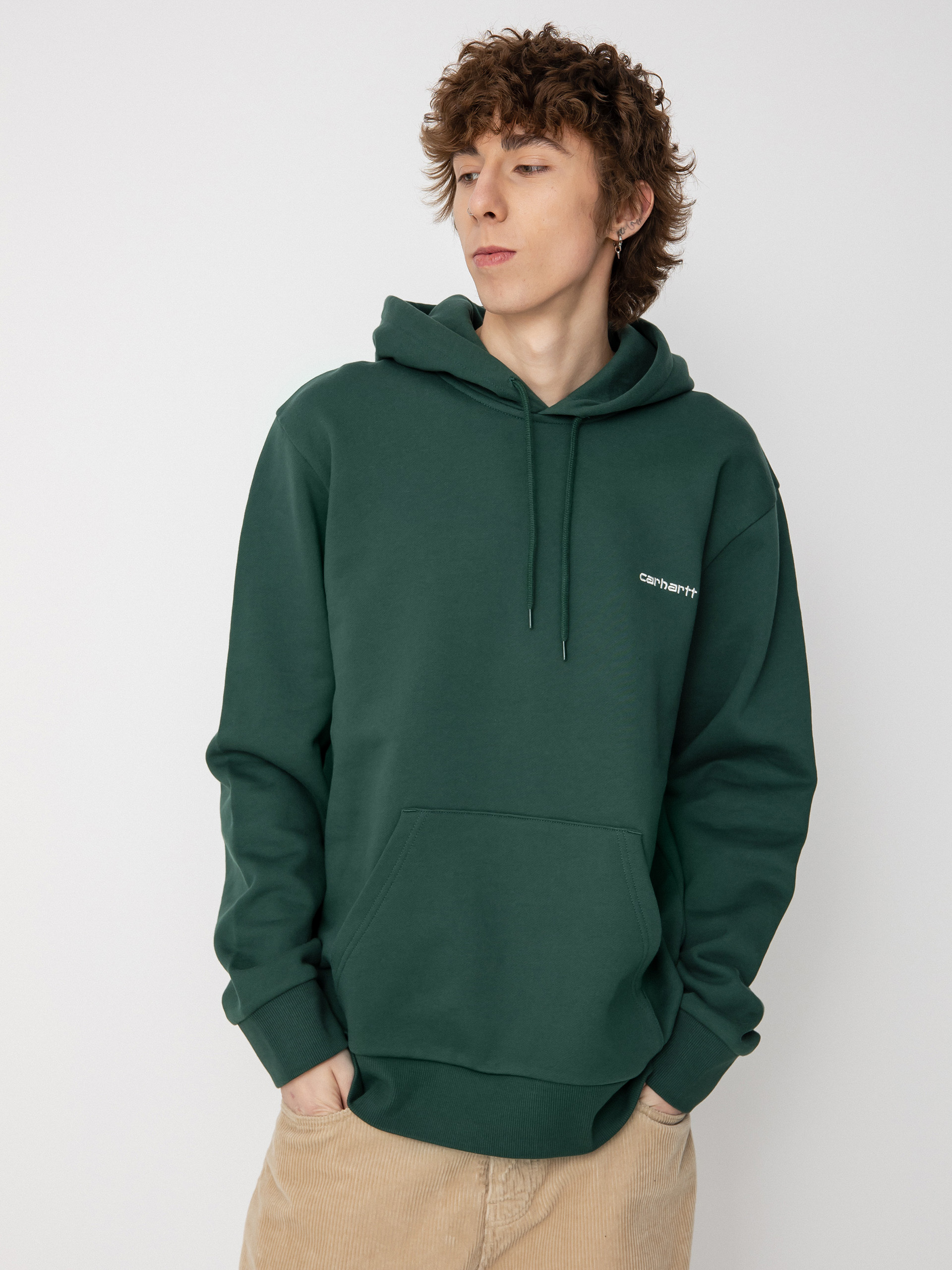 Carhartt WIP Script Embroidery HD Kapucnis pulóver (treehouse/white)