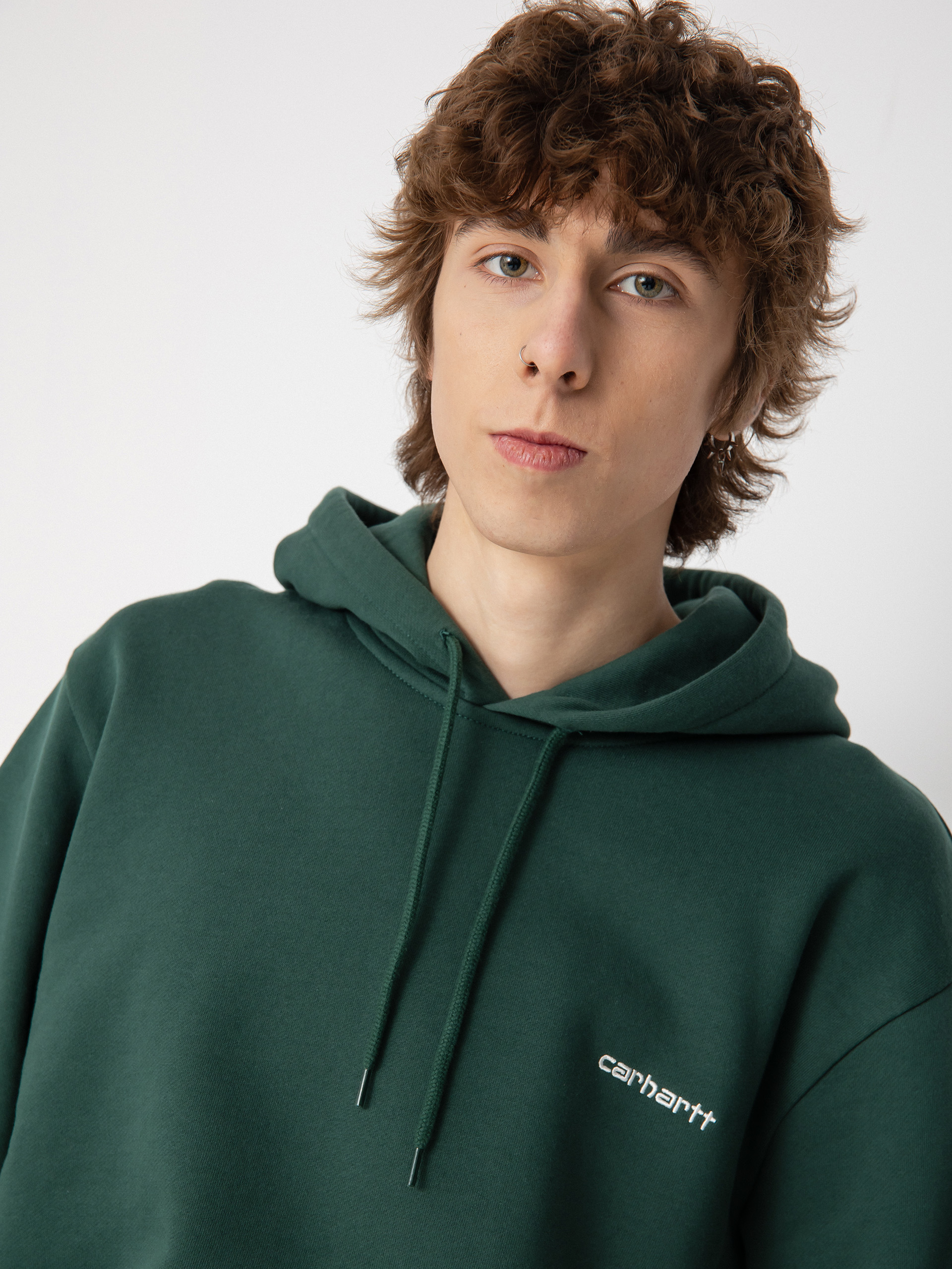 Carhartt WIP Script Embroidery HD Kapucnis pulóver (treehouse/white)