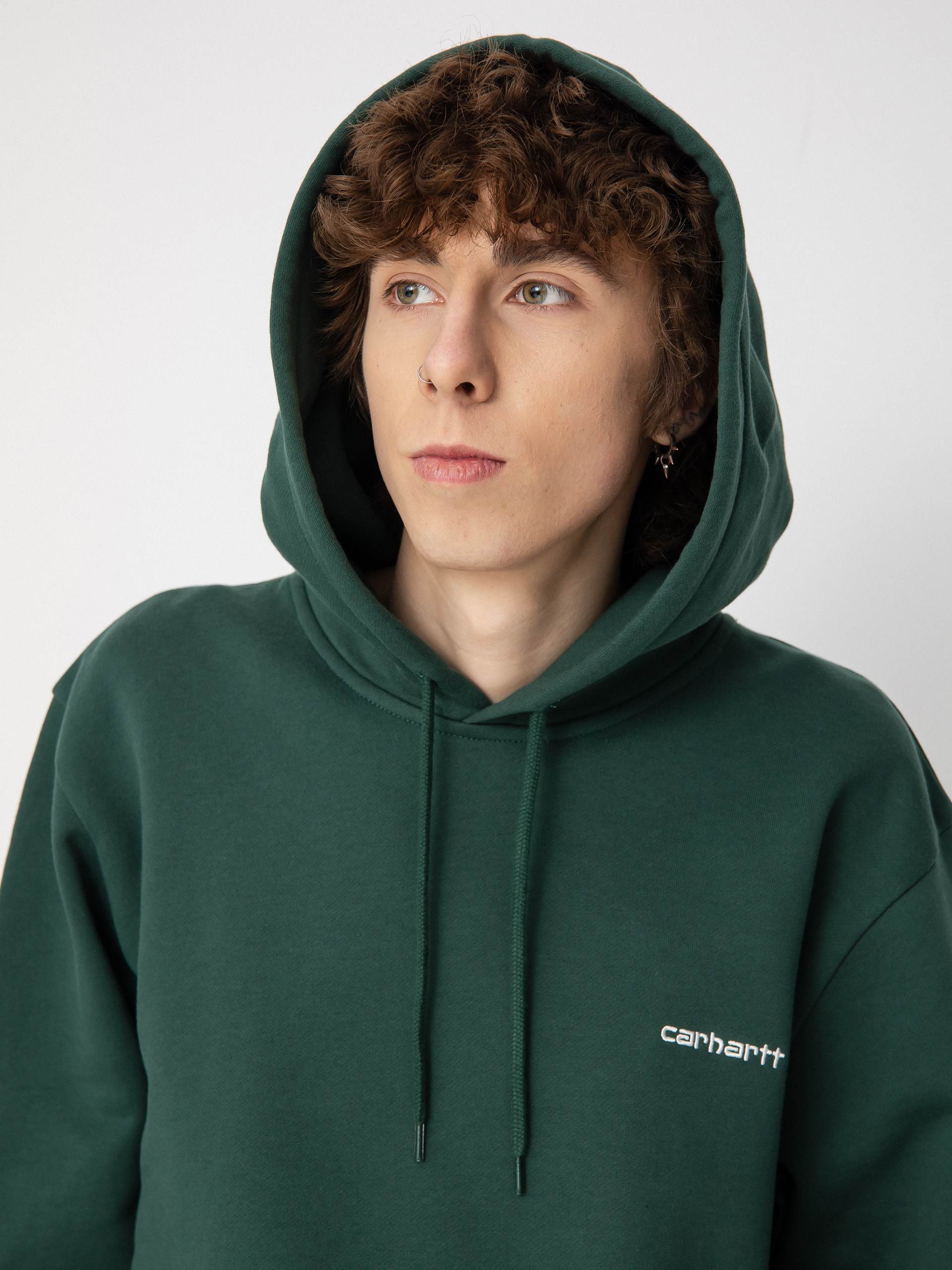 Carhartt WIP Script Embroidery HD Kapucnis pulóver (treehouse/white)