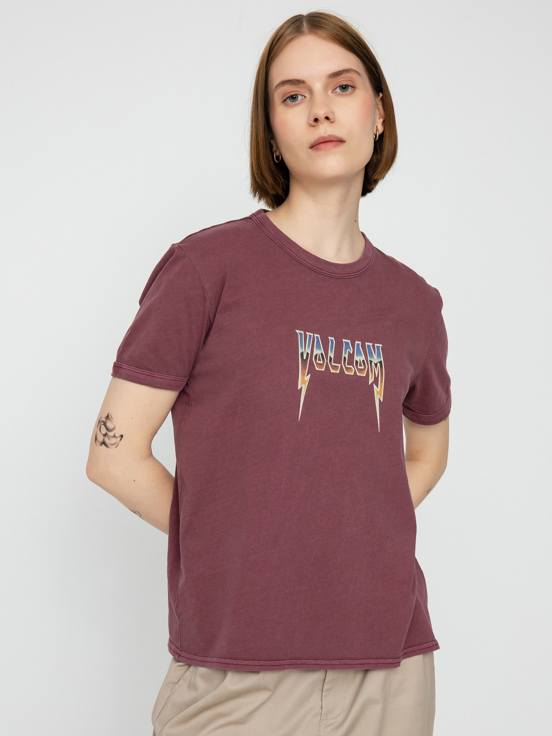 Volcom Truly Ringer póló Wmn (burgundy)