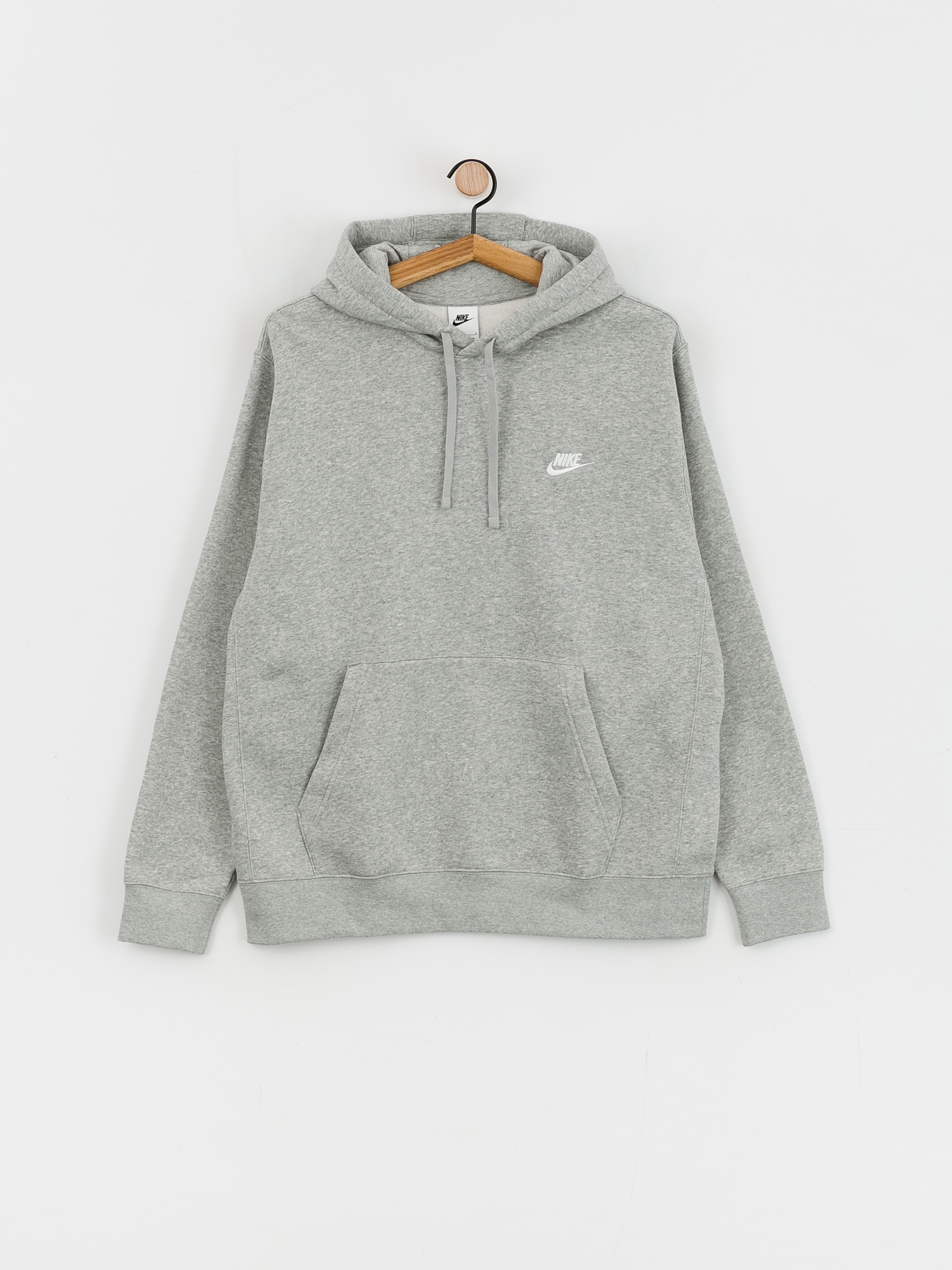 Nike Club Hoodie Po Bb HD Kapucnis pulóver (dk grey heather/matte silver/white)