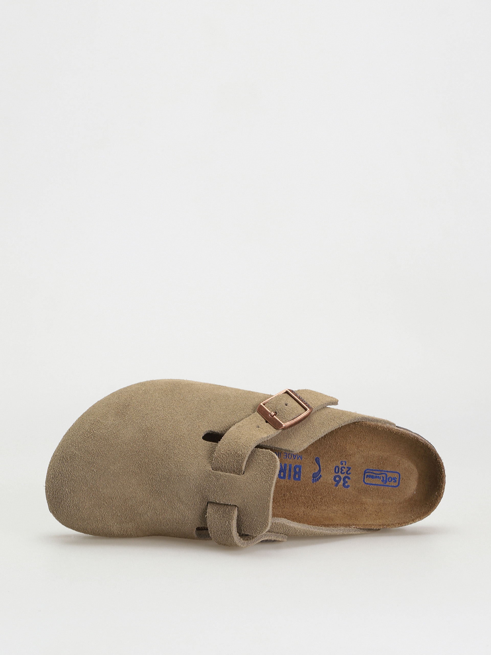 Birkenstock Boston Soft Footbed Suede Leather Narrow Flip-flop papucsok (taupe)