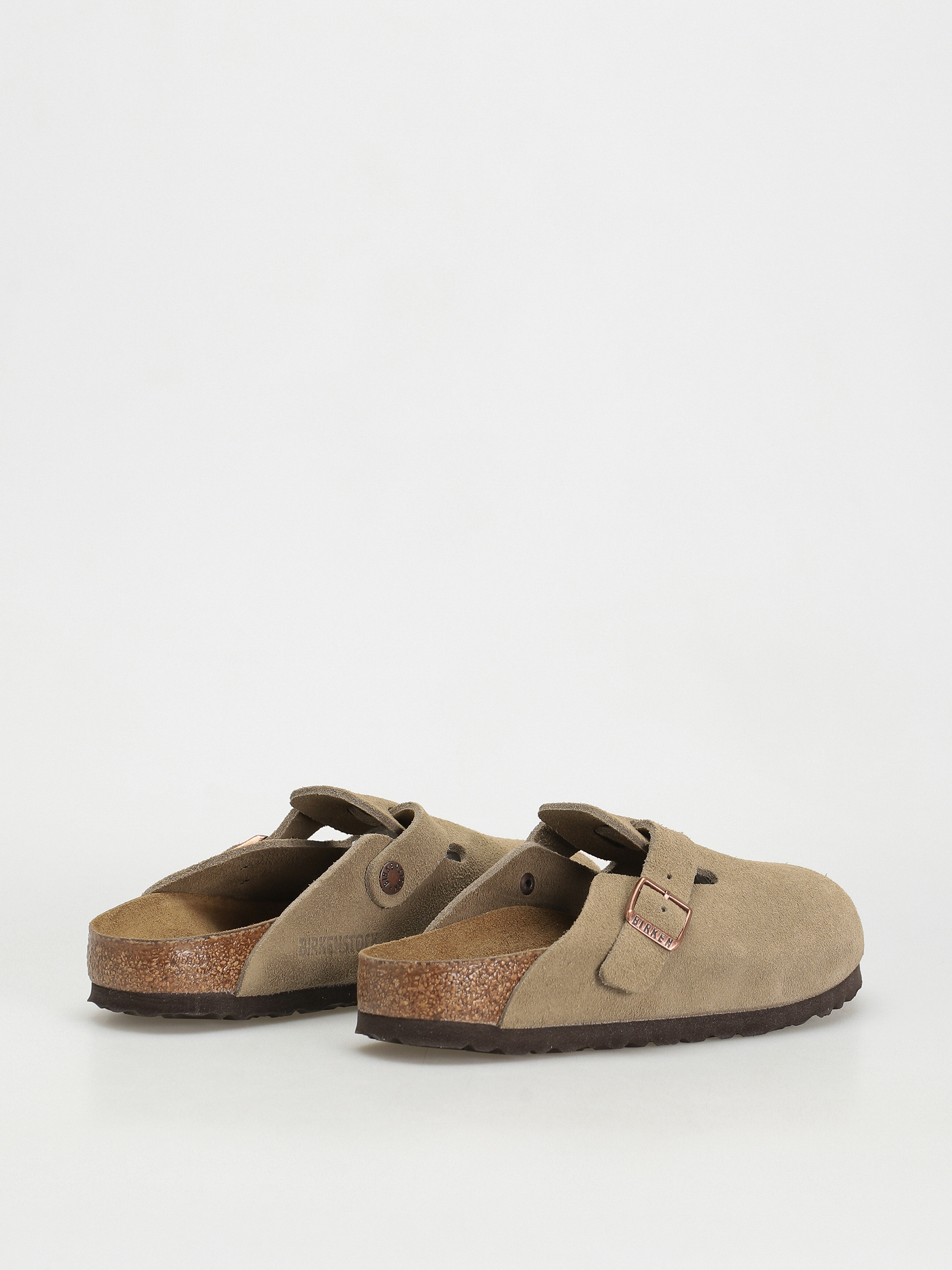 Birkenstock Boston Soft Footbed Suede Leather Narrow Flip-flop papucsok (taupe)