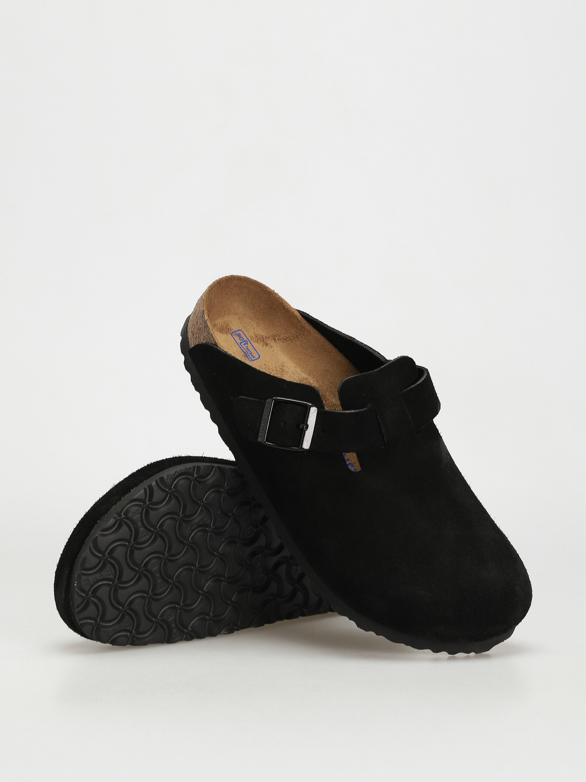 Birkenstock Boston Suede Regular Flip-flop papucsok (black)