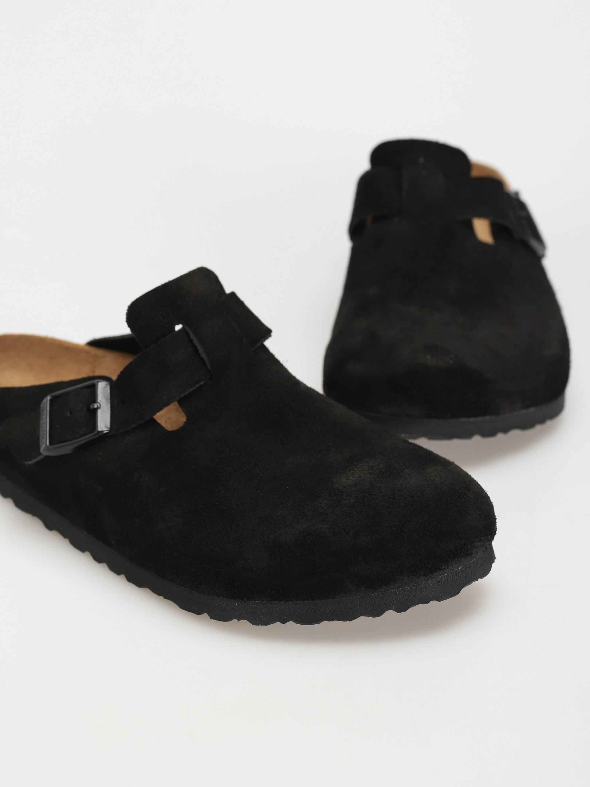 Birkenstock Boston Suede Regular Flip-flop papucsok (black)