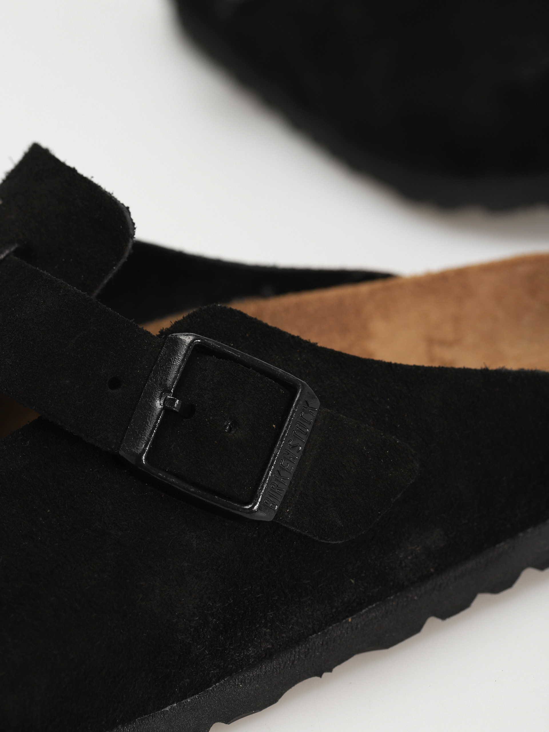 Birkenstock Boston Suede Regular Flip-flop papucsok (black)