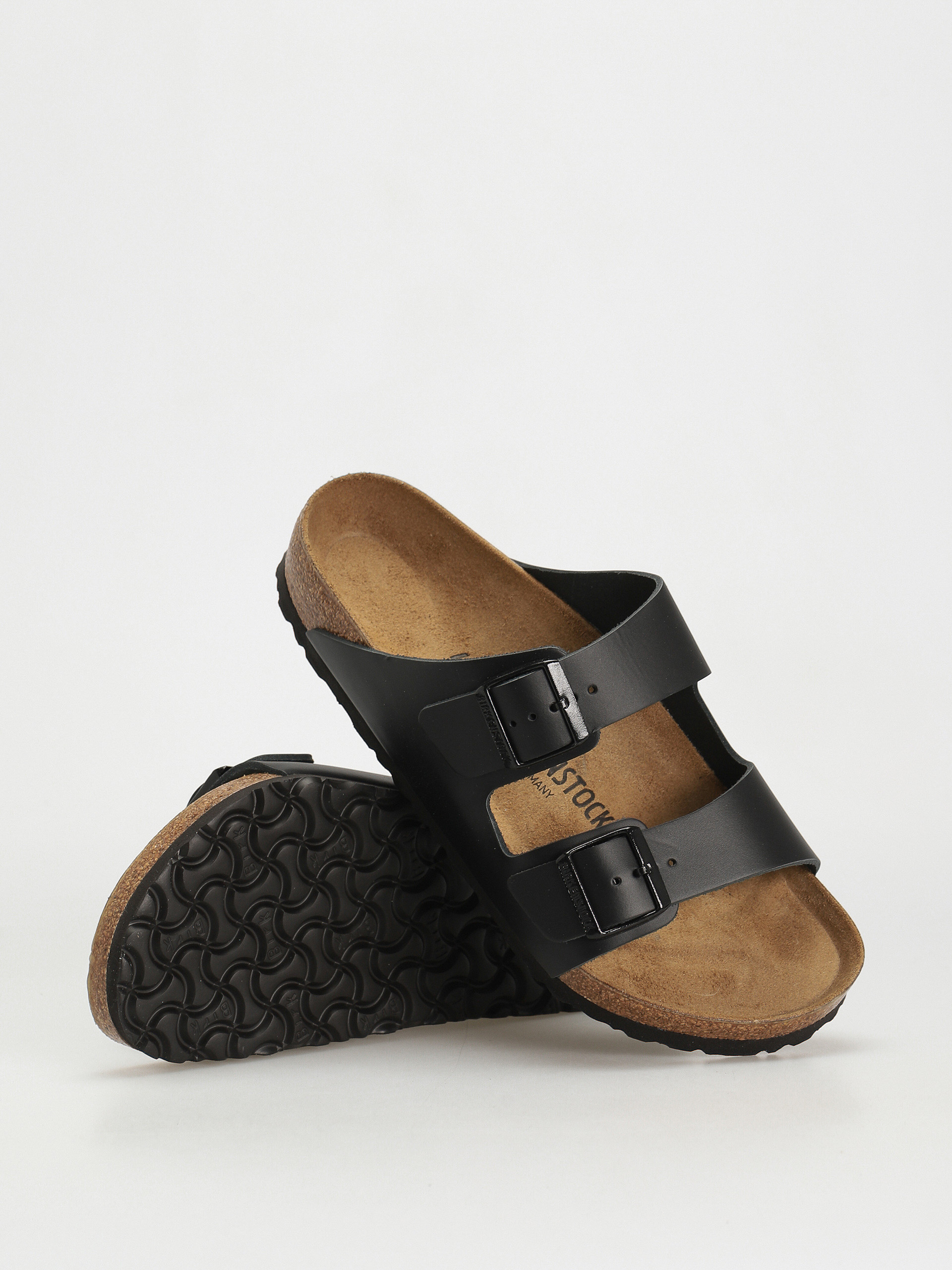 Birkenstock Arizona Natural Leather Regular Flip-flop papucsok (black)