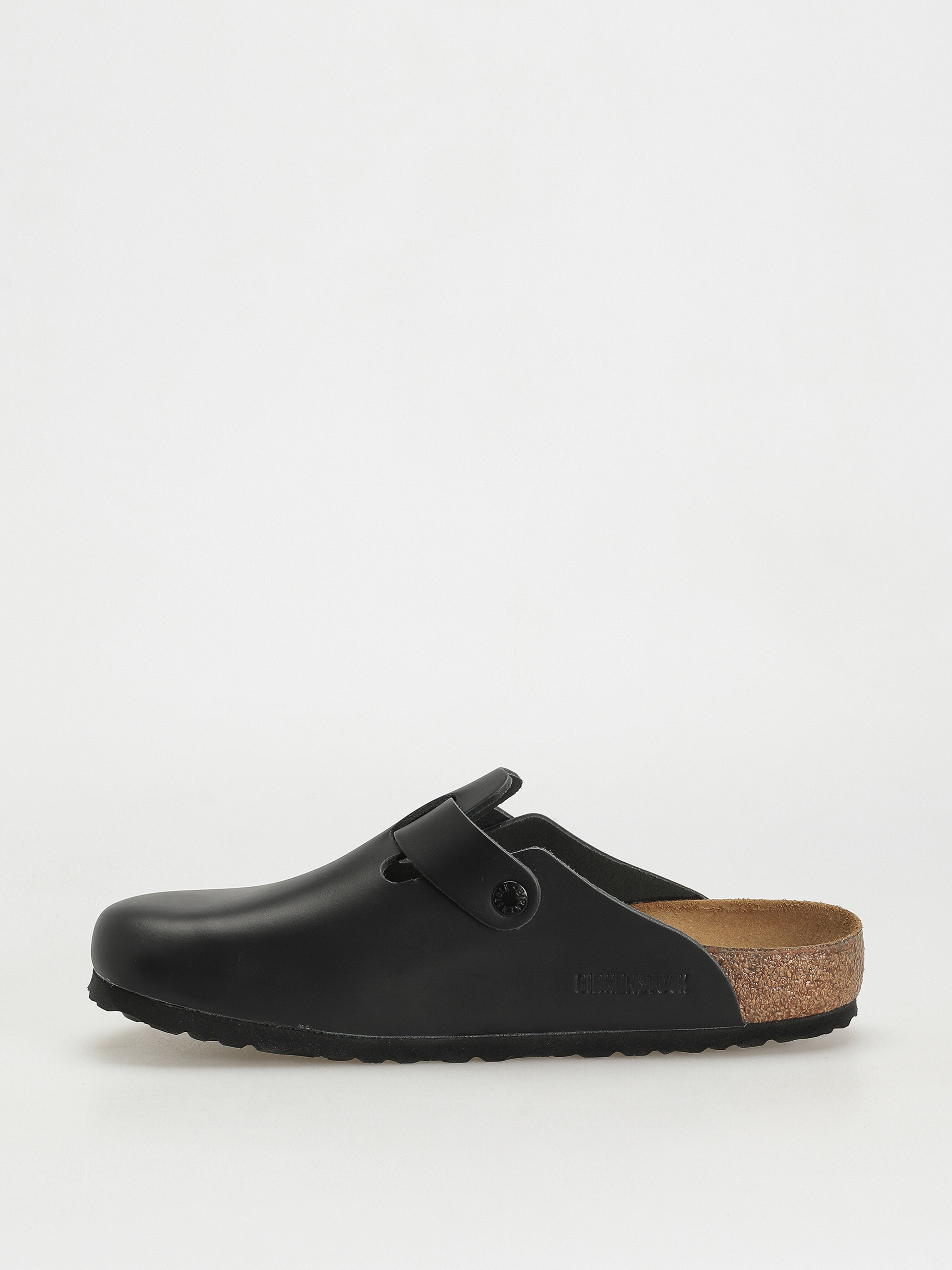 Birkenstock Boston Natural Leather Regular Flip-flop papucsok (black)