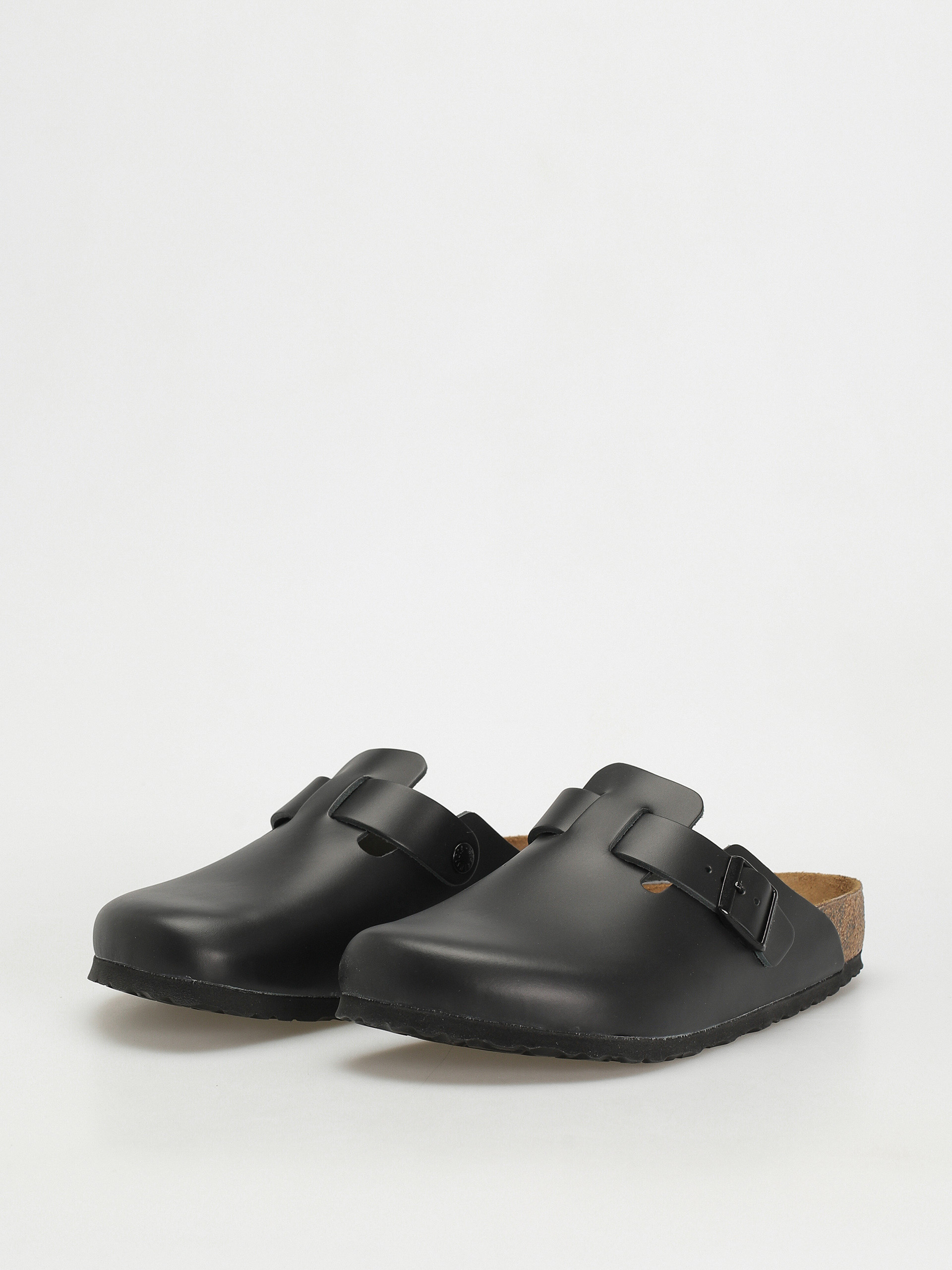 Birkenstock Boston Natural Leather Regular Flip-flop papucsok (black)