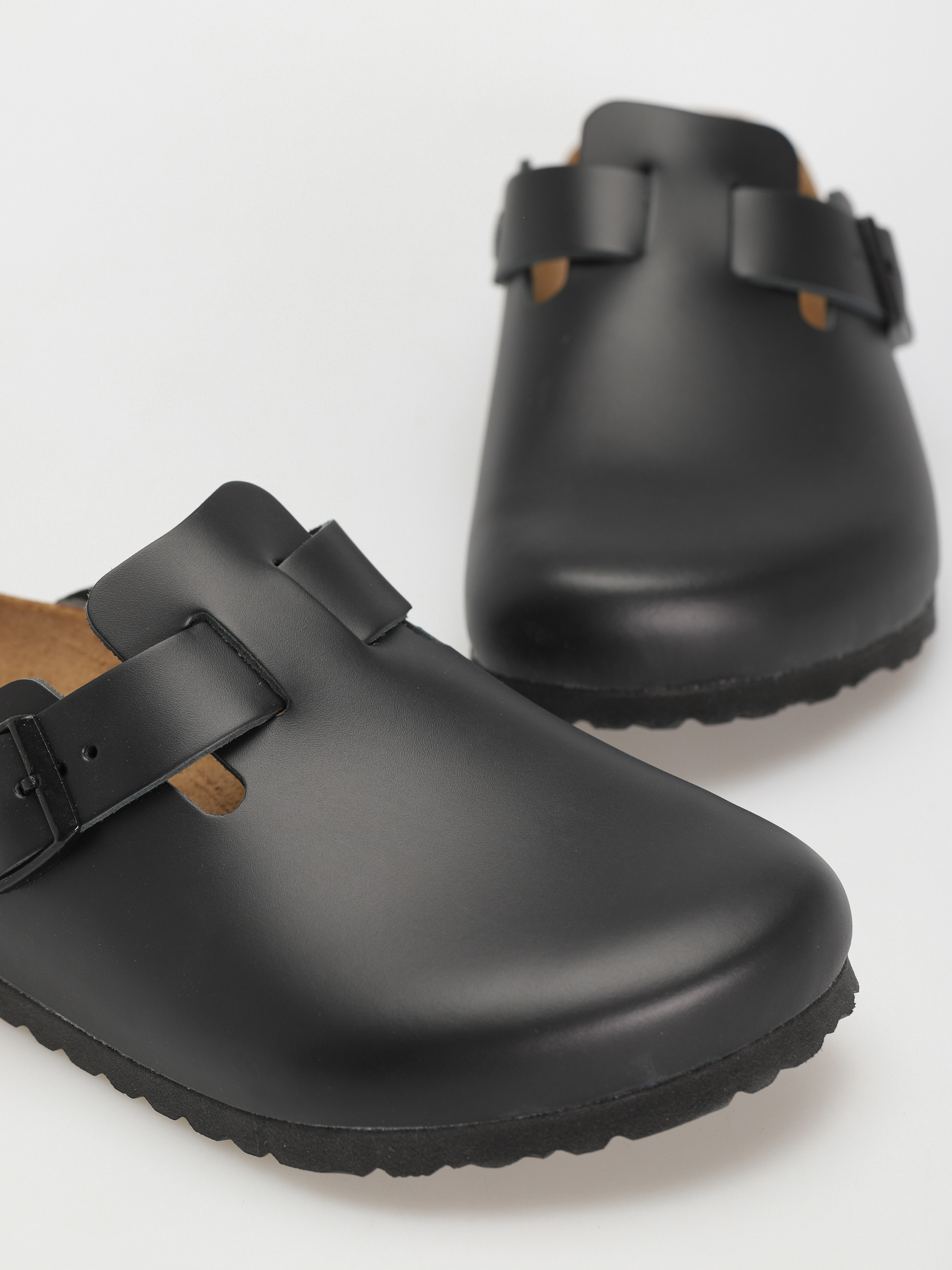 Birkenstock Boston Natural Leather Regular Flip-flop papucsok (black)