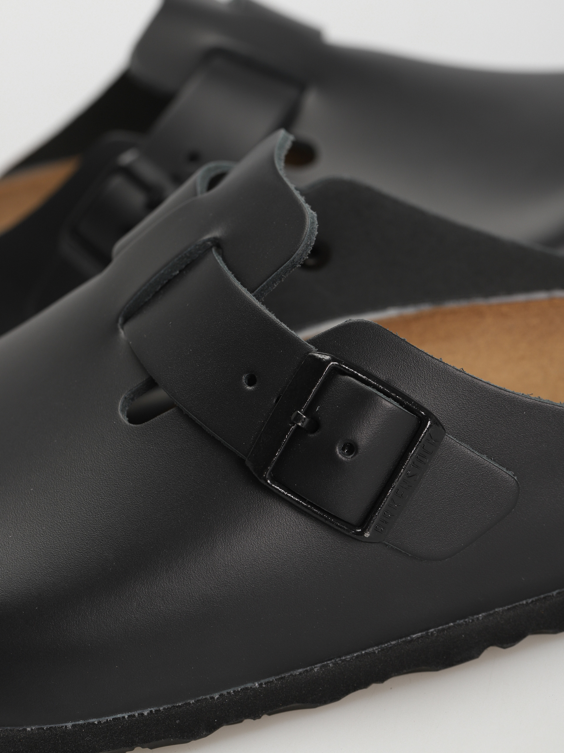 Birkenstock Boston Natural Leather Regular Flip-flop papucsok (black)