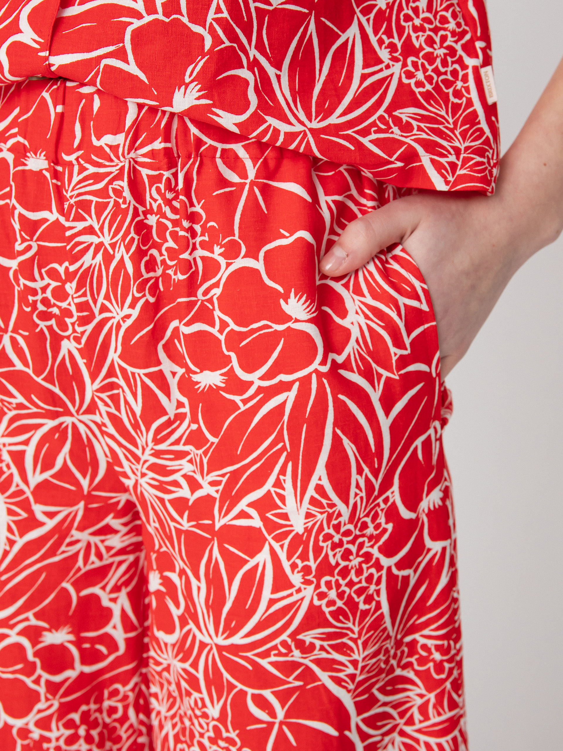 Brixton Indo Linen Wide Leg Kisnadrág Wmn (aloha red)