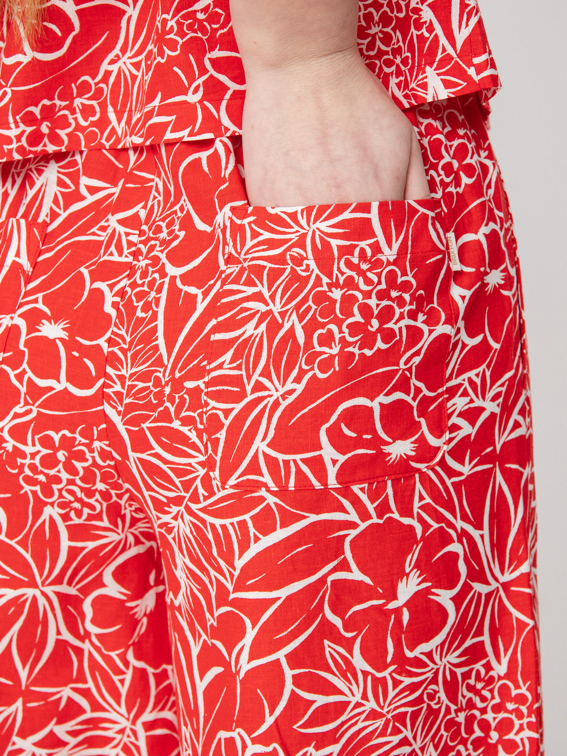 Brixton Indo Linen Wide Leg Kisnadrág Wmn (aloha red)