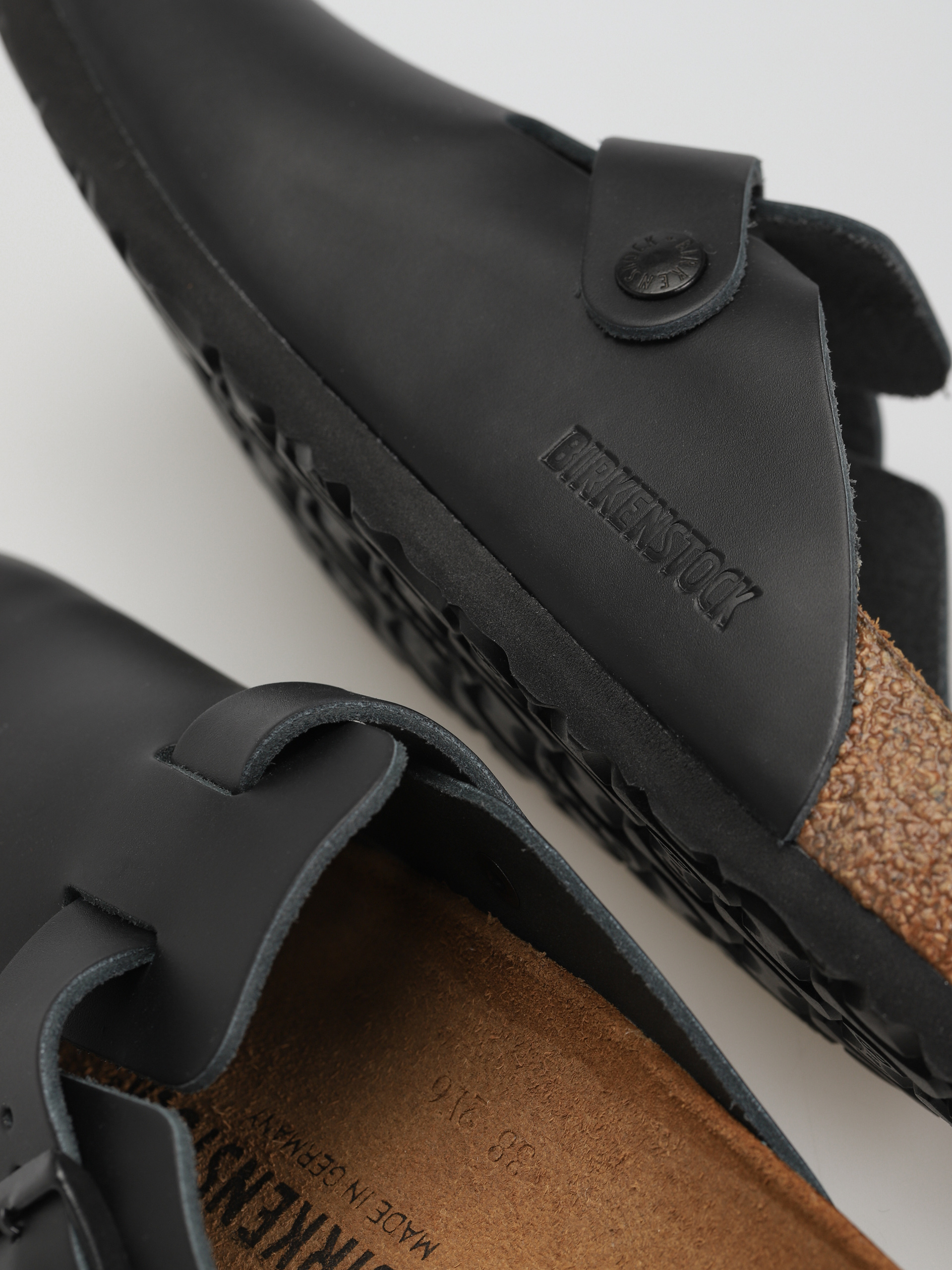 Birkenstock Boston Natural Leather Narrow Flip-flop papucsok Wmn (black)