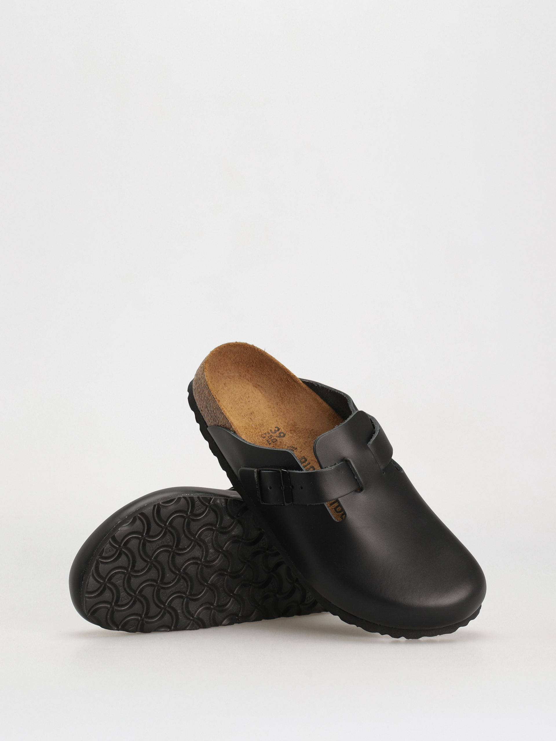 Birkenstock Boston Natural Leather Narrow Flip-flop papucsok Wmn (black)