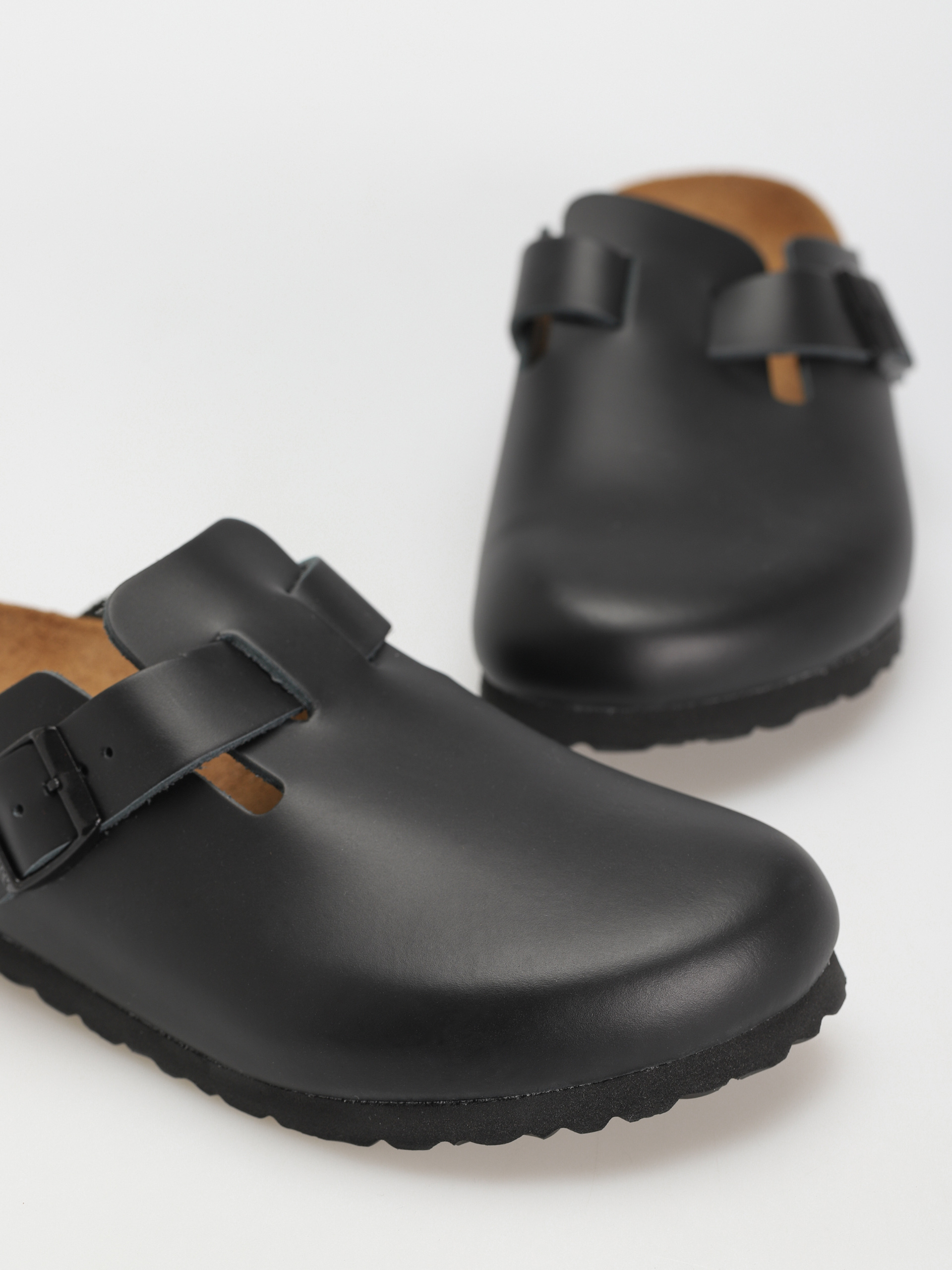 Birkenstock Boston Natural Leather Narrow Flip-flop papucsok Wmn (black)